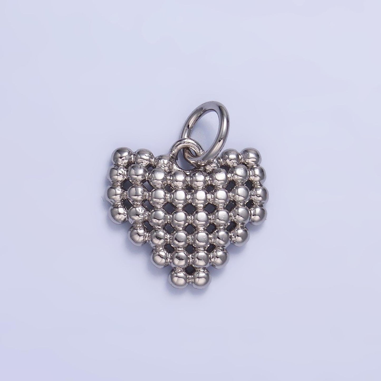 Mini Ball Beaded heart Charm minimalist gold filled charm | W785