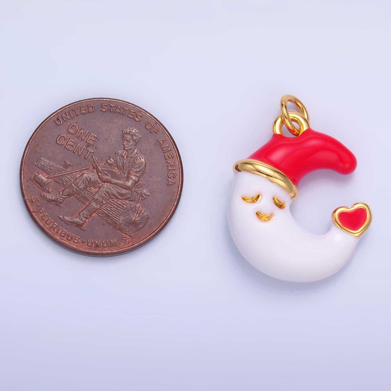 Mini Gold White Moon charm Good night Sleep Charm Happy Face Charm for Bracelet Earring Necklace Kids Jewelry Supply W451