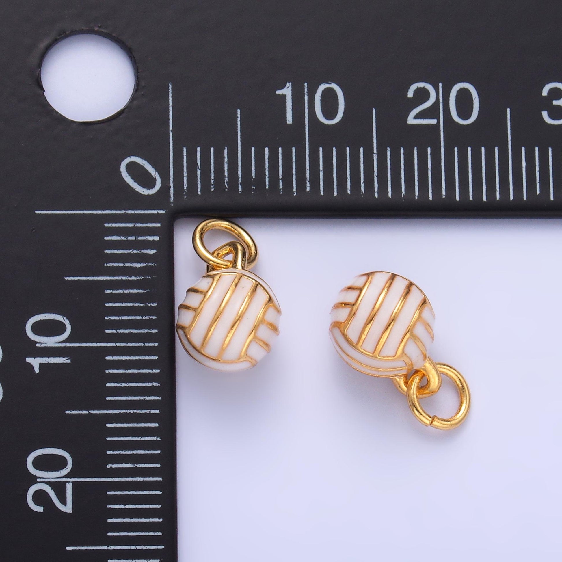 Mini Gold Enamel Volley Ball Charm 24k gold filled sports charm for bracelet necklace jewelry making supply | W434
