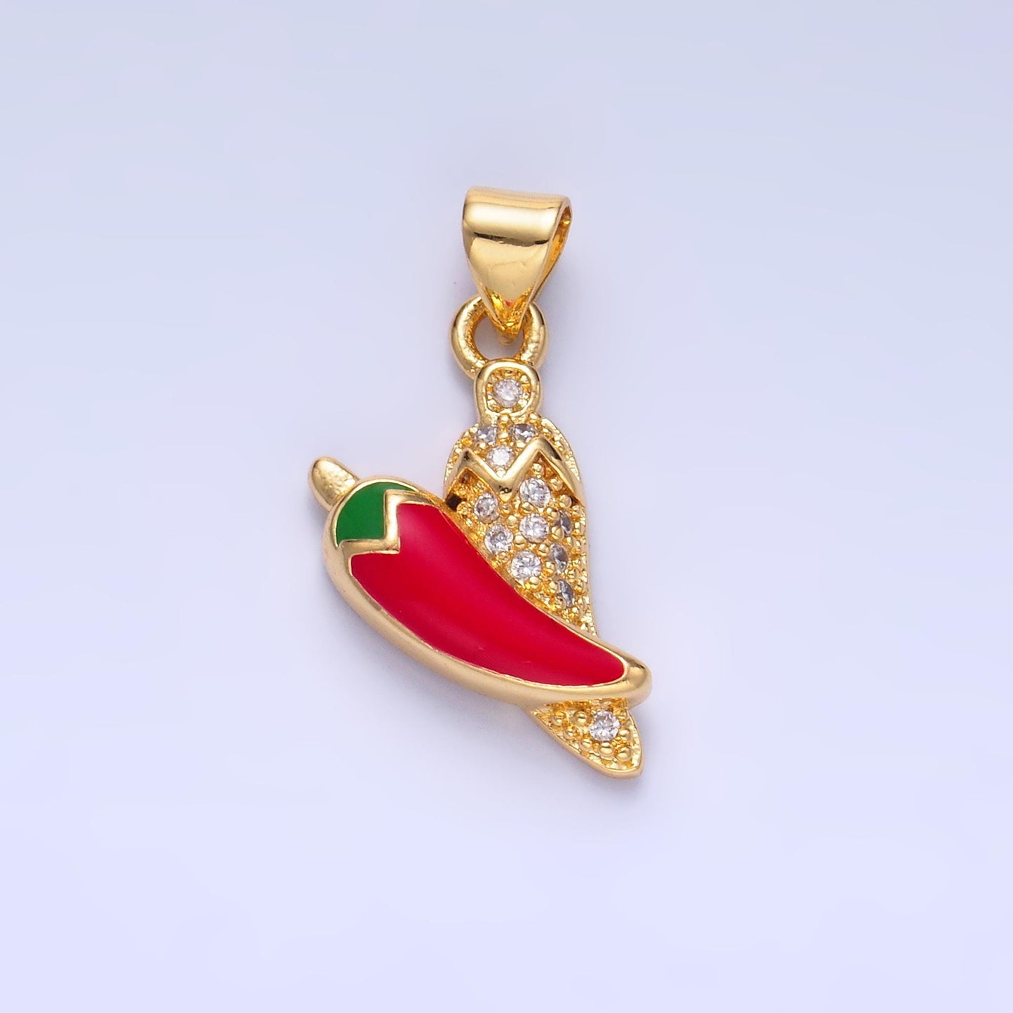 Mini Gold Red Chili Charm 24k gold filled Foodie charm for bracelet necklace jewelry making supply | AA1153