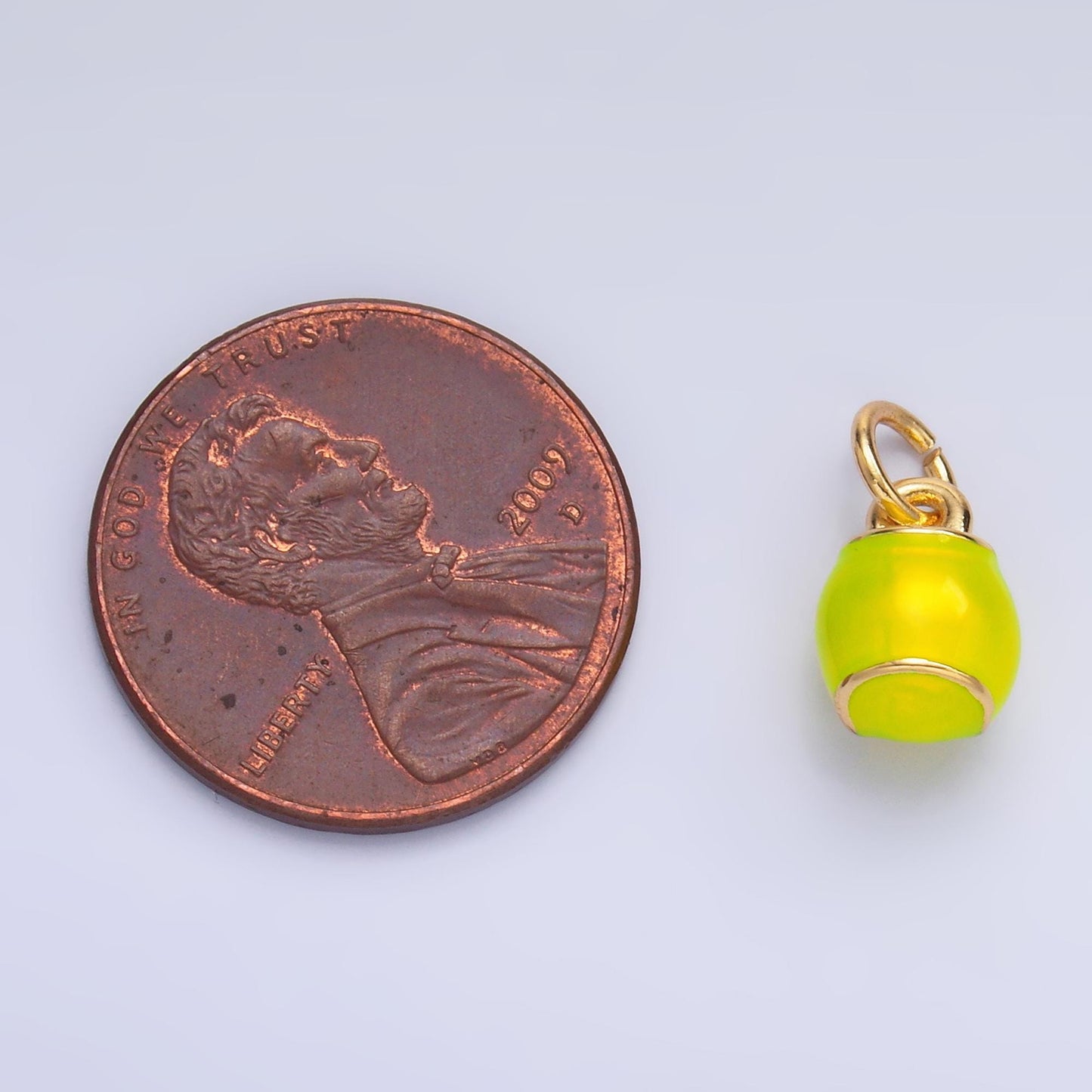 Mini Gold Enamel Tennis Ball Charm 24k gold filled sports charm for bracelet necklace jewelry making supply | W436
