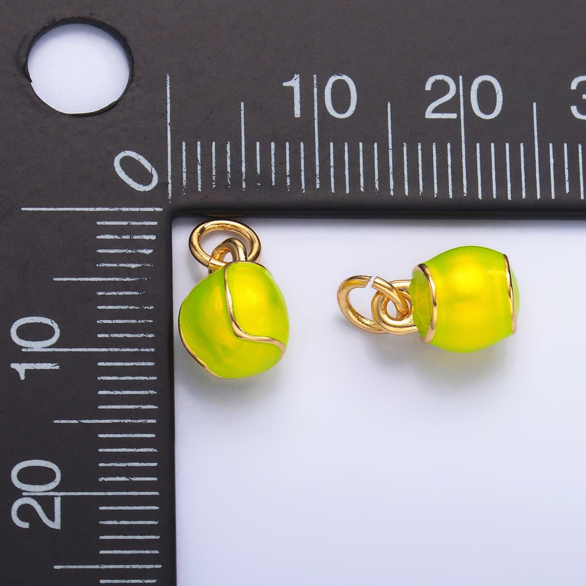 Mini Gold Enamel Tennis Ball Charm 24k gold filled sports charm for bracelet necklace jewelry making supply | W436
