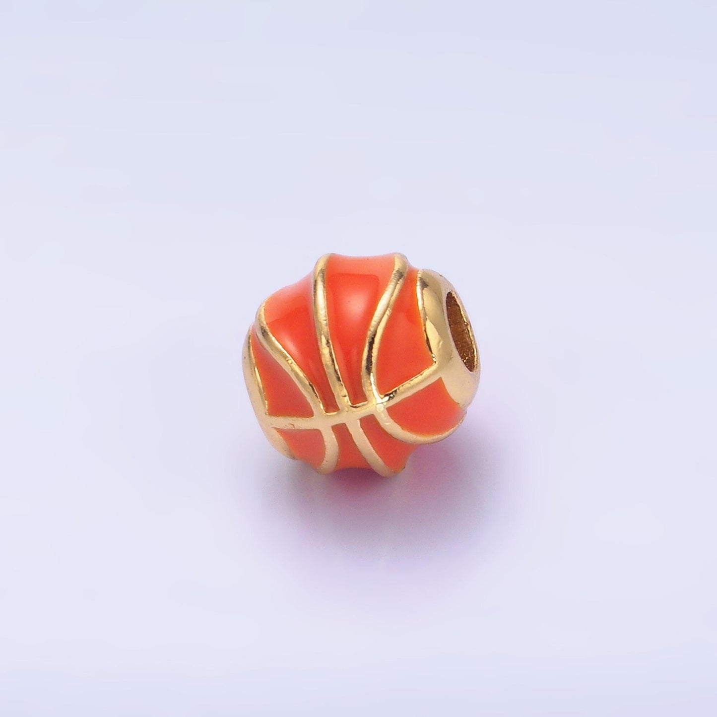 1x dainty gold Basket Ball round spacer beads Orange Enamel Sport beads for bracelet connector jewelry making supply findings B185