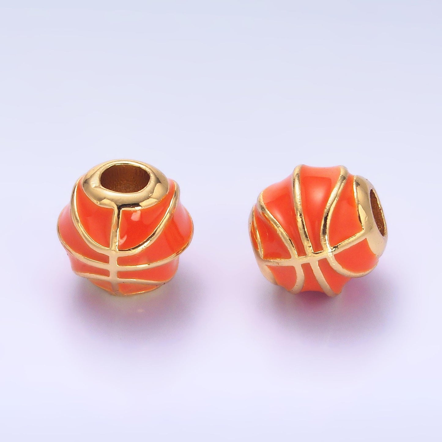 1x dainty gold Basket Ball round spacer beads Orange Enamel Sport beads for bracelet connector jewelry making supply findings B185