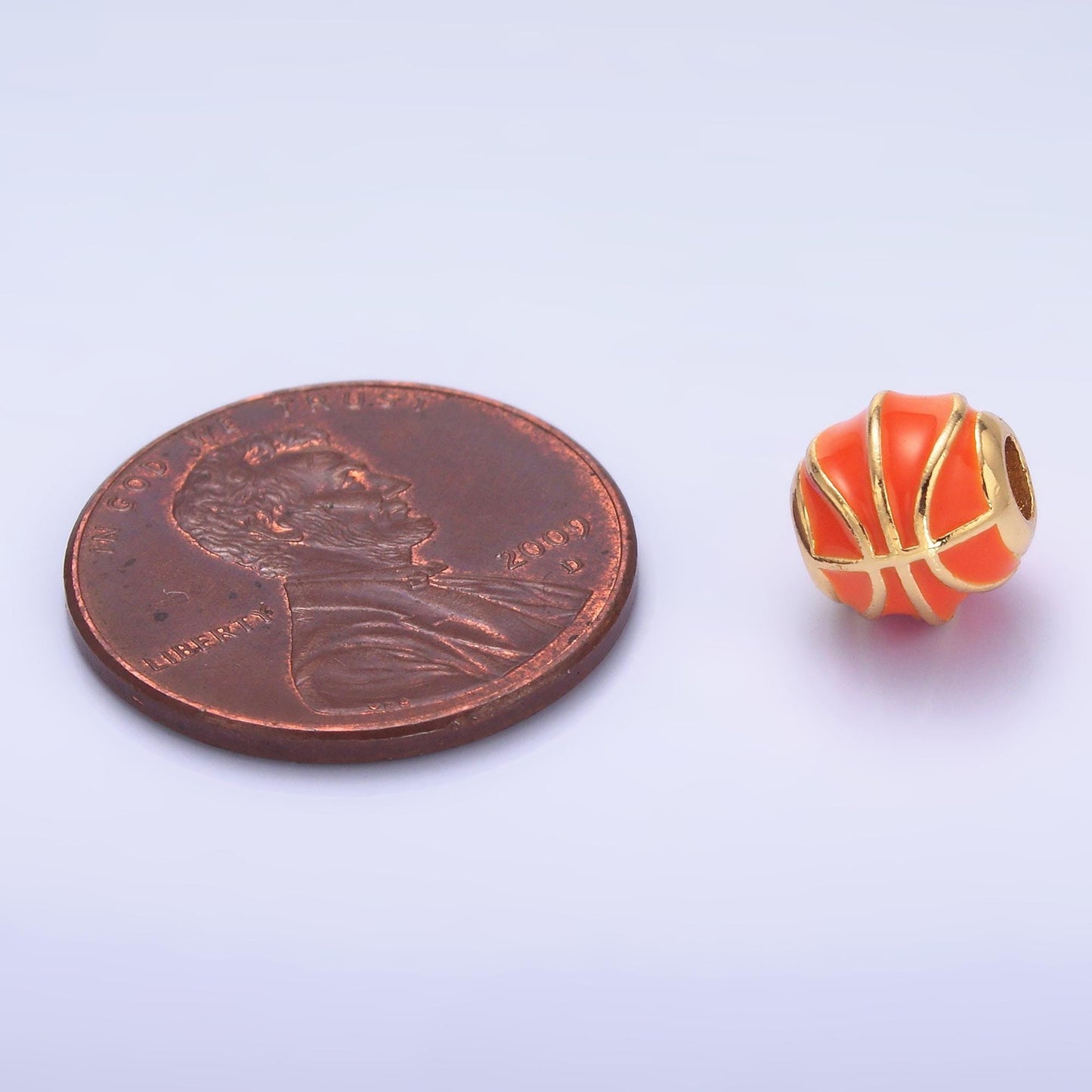 1x dainty gold Basket Ball round spacer beads Orange Enamel Sport beads for bracelet connector jewelry making supply findings B185