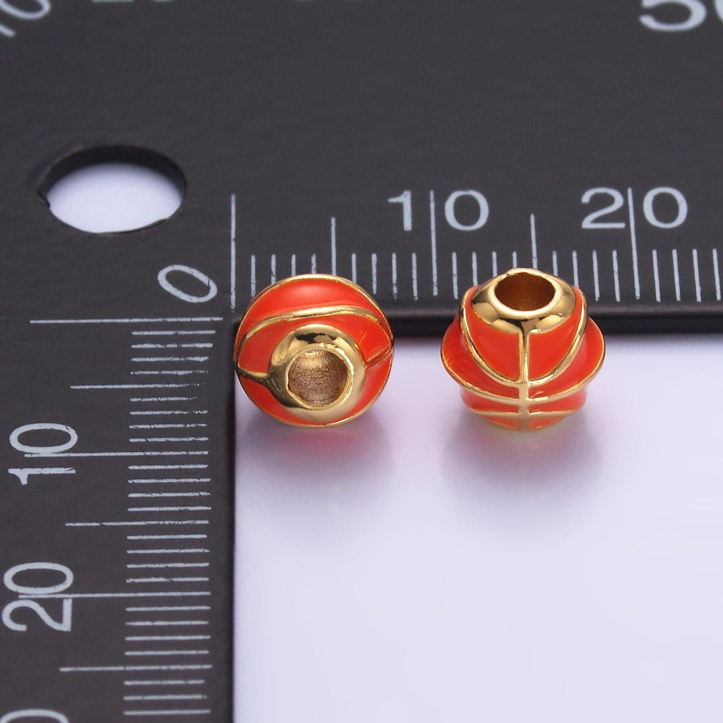 1x dainty gold Basket Ball round spacer beads Orange Enamel Sport beads for bracelet connector jewelry making supply findings B185