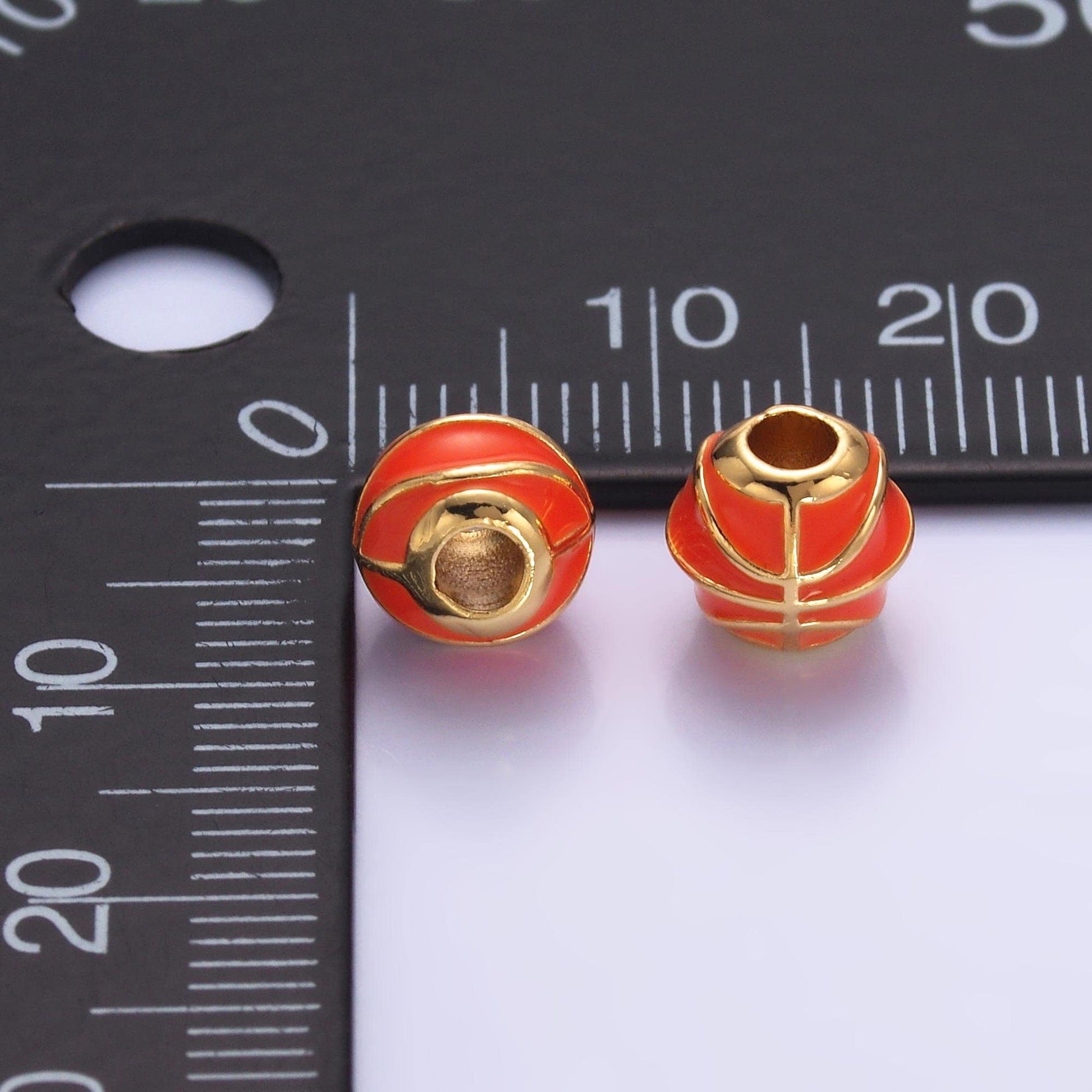 1x dainty gold Basket Ball round spacer beads Orange Enamel Sport beads for bracelet connector jewelry making supply findings B185