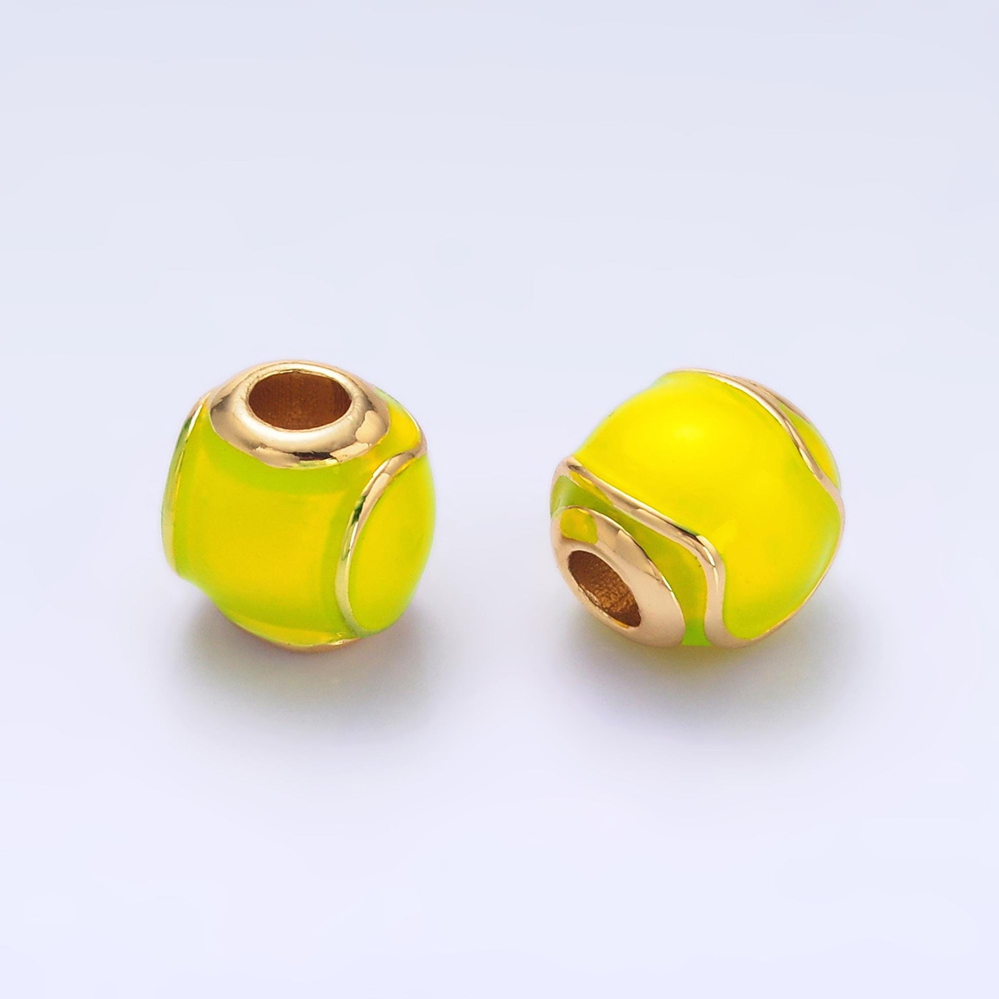 1x dainty gold Tennis Ball round spacer beads Green Enamel Sport beads for bracelet connector jewelry making supply findings B206