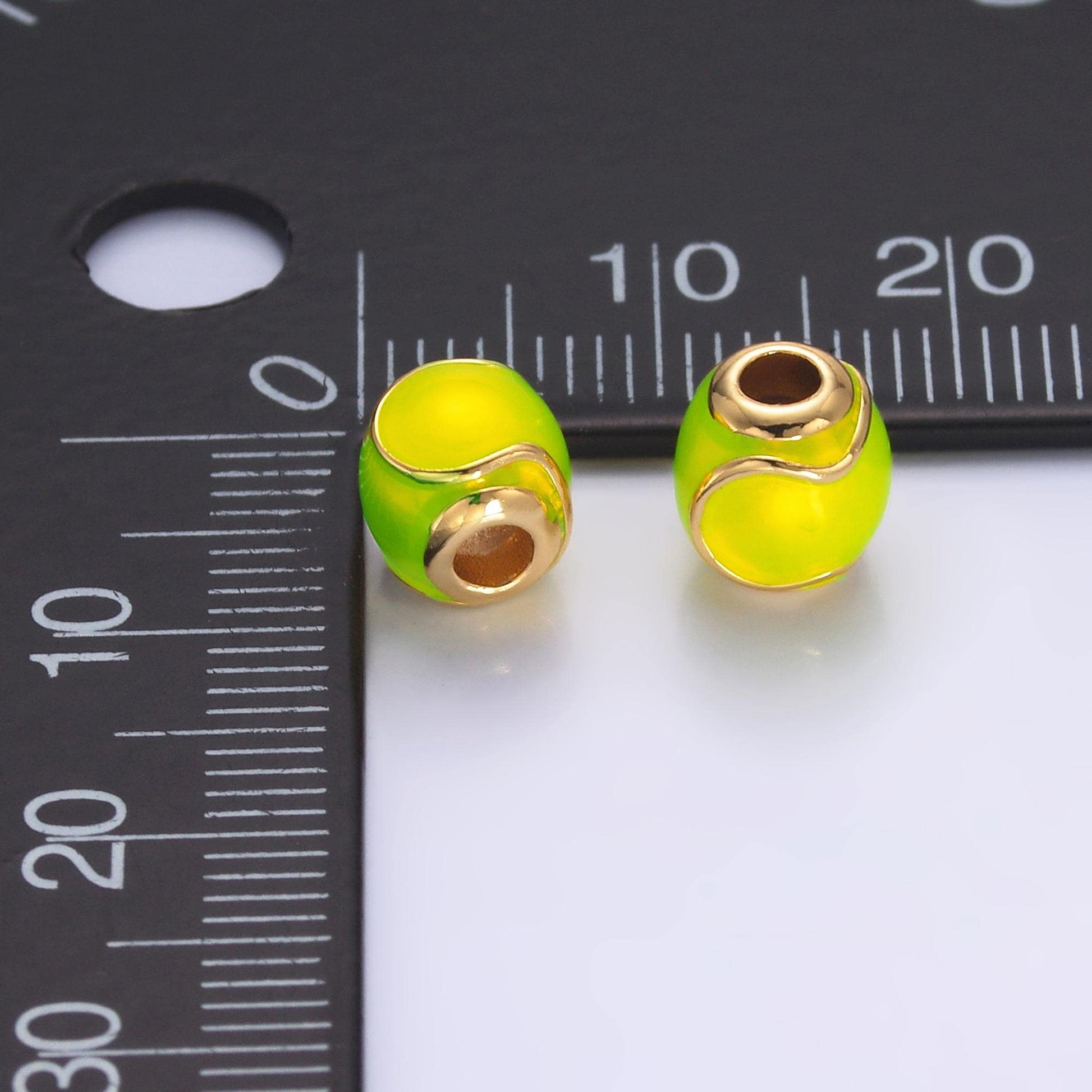 1x dainty gold Tennis Ball round spacer beads Green Enamel Sport beads for bracelet connector jewelry making supply findings B206