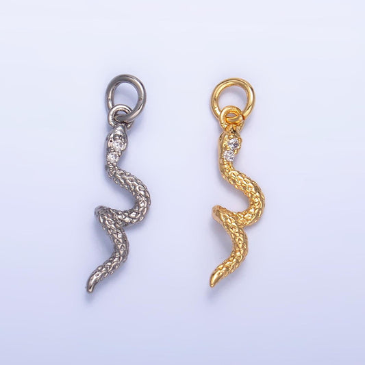 Mini gold snake charm pendant Silver Serpent charms, dainty pendant jewelry in 24k gold filled W796