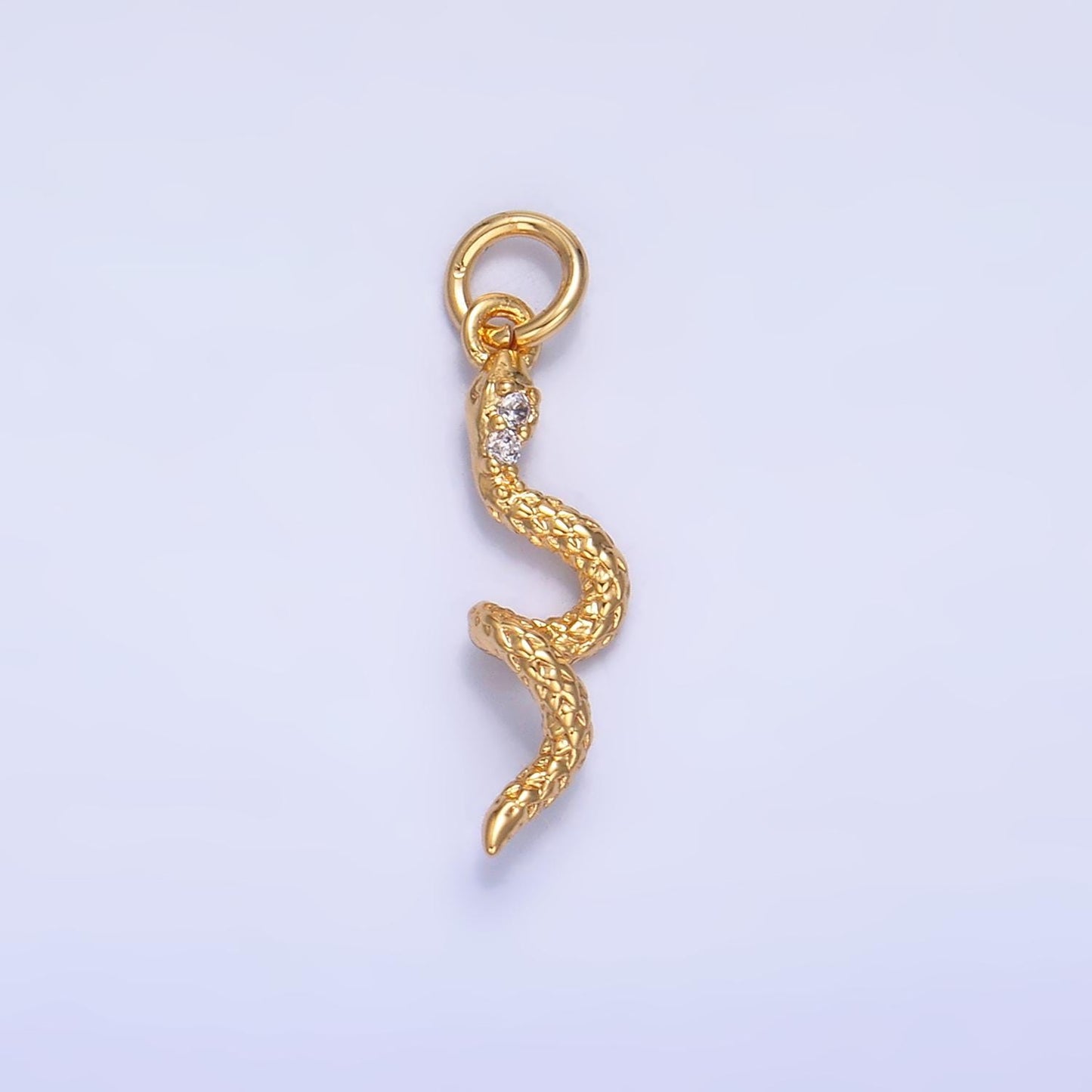 Mini gold snake charm pendant Silver Serpent charms, dainty pendant jewelry in 24k gold filled W796