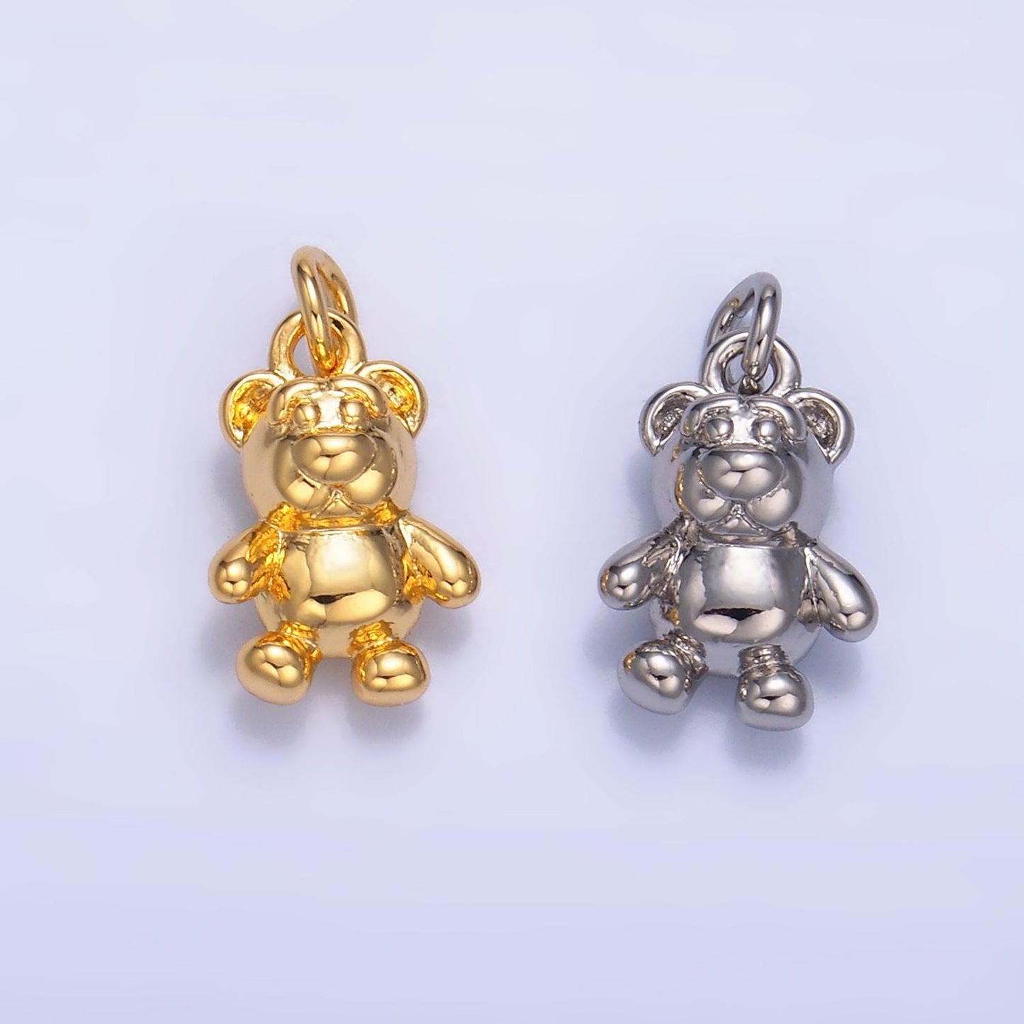 Mini bear pendant dainty teddy bear charm gold small charm silver stuff animal charm for bracelet necklace jewelry making supply W797