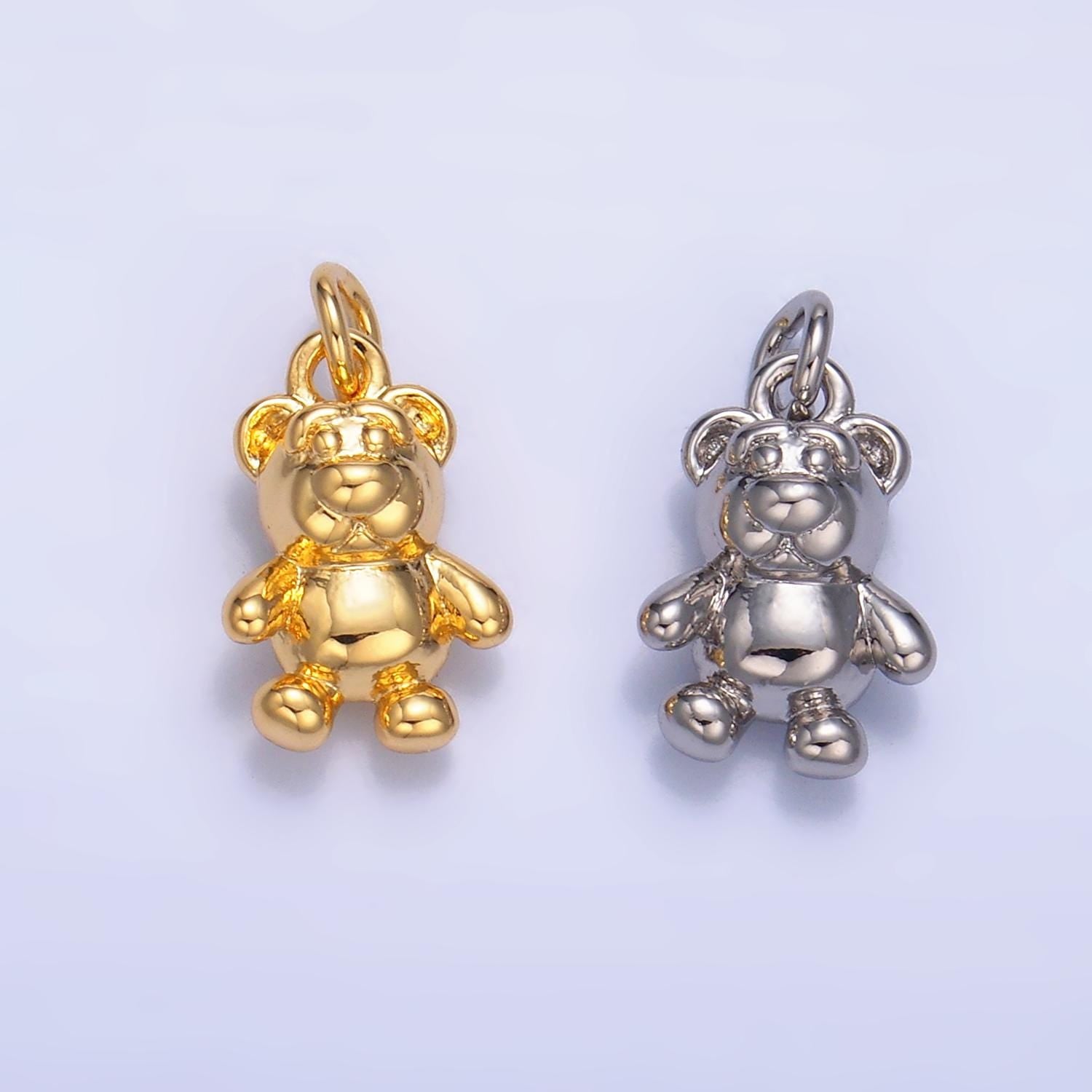 Mini bear pendant dainty teddy bear charm gold small charm silver stuff animal charm for bracelet necklace jewelry making supply W797