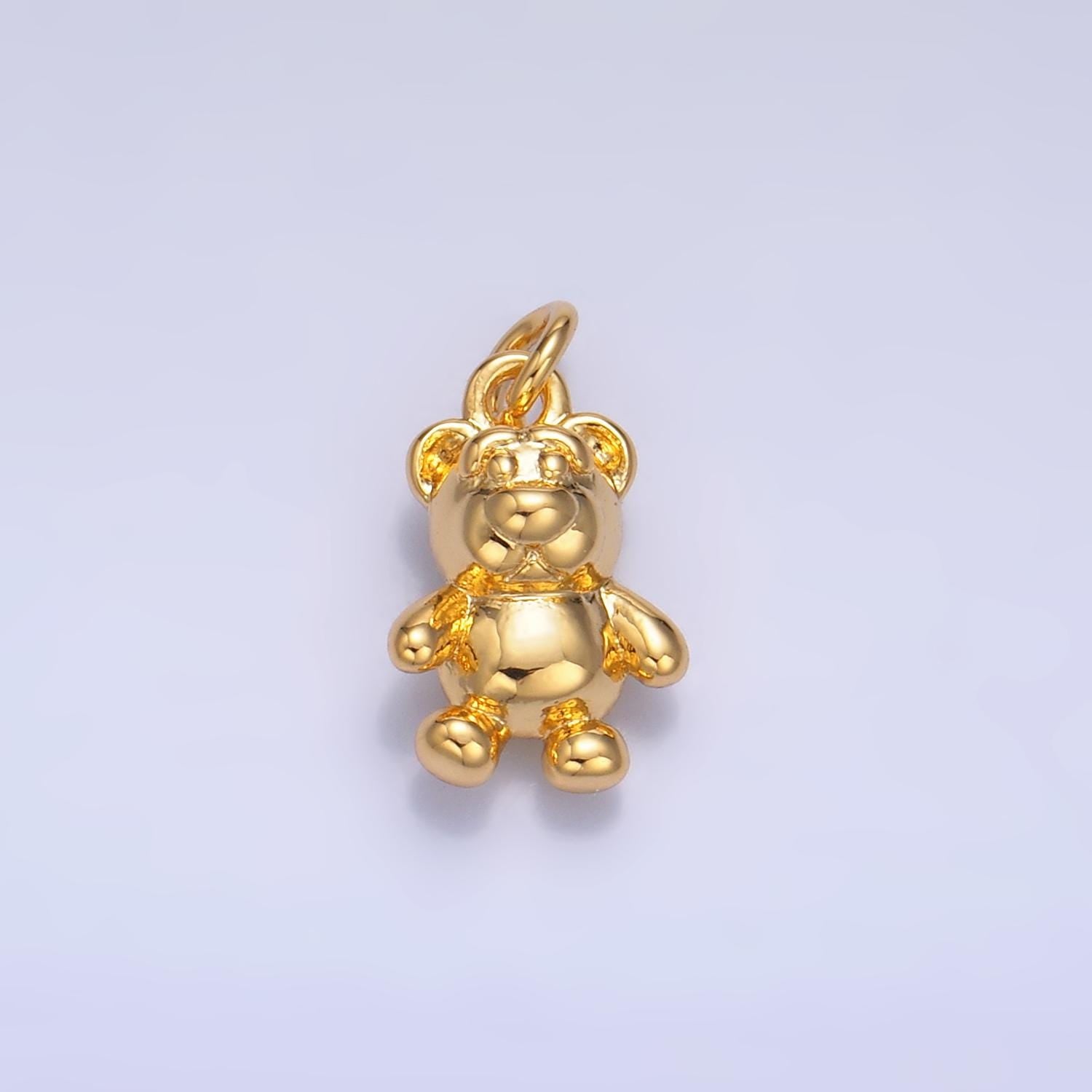 Mini bear pendant dainty teddy bear charm gold small charm silver stuff animal charm for bracelet necklace jewelry making supply W797