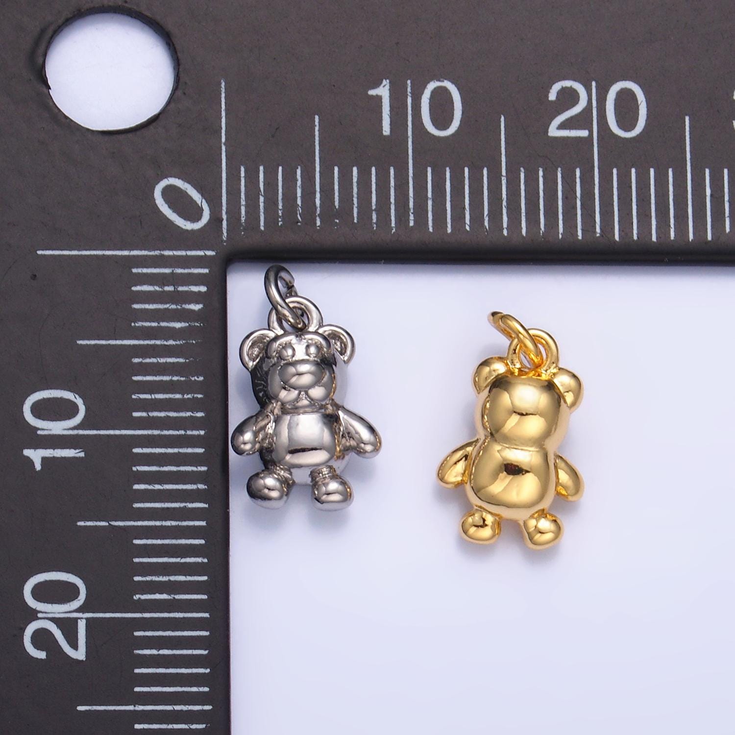 Mini bear pendant dainty teddy bear charm gold small charm silver stuff animal charm for bracelet necklace jewelry making supply W797