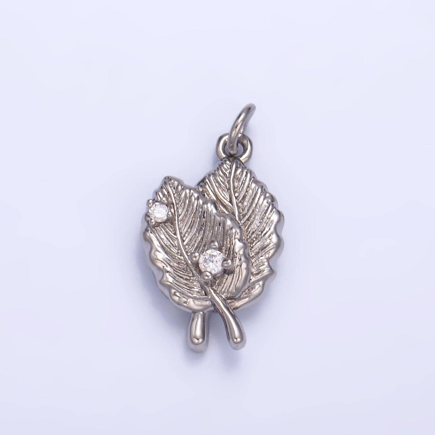 Mini Gold Leaf Charm Silver Autumn Fall Leaves Charm W794