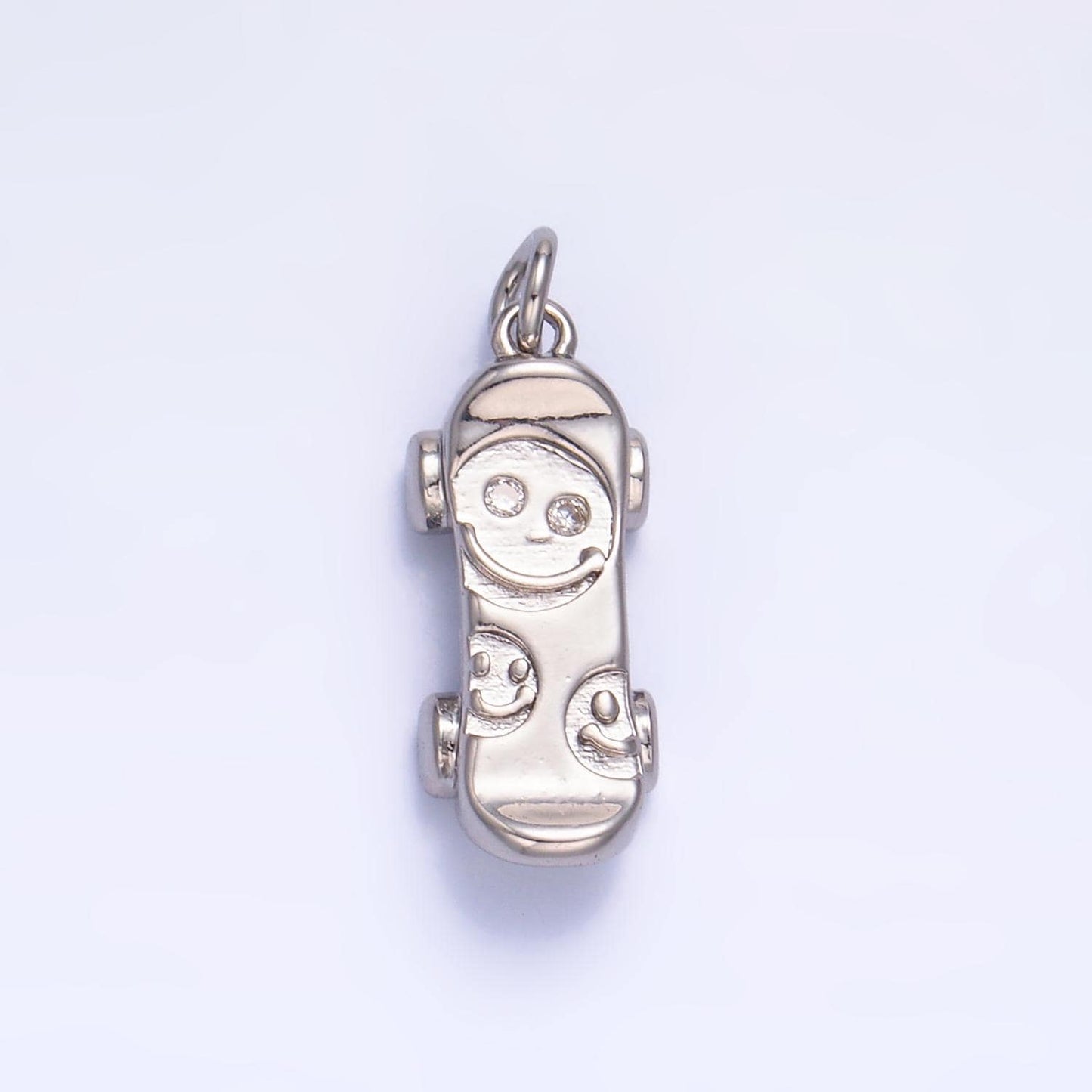 Skate board pave charm Silver skate board pendant 16.6x6.7mm Sport jewelry outdoor activity inspired, metro style design w792