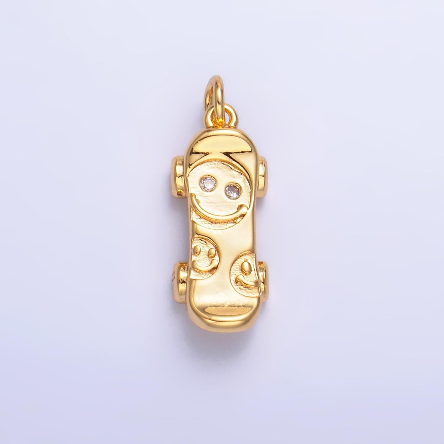 Skate board pave charm Silver skate board pendant 16.6x6.7mm Sport jewelry outdoor activity inspired, metro style design w792