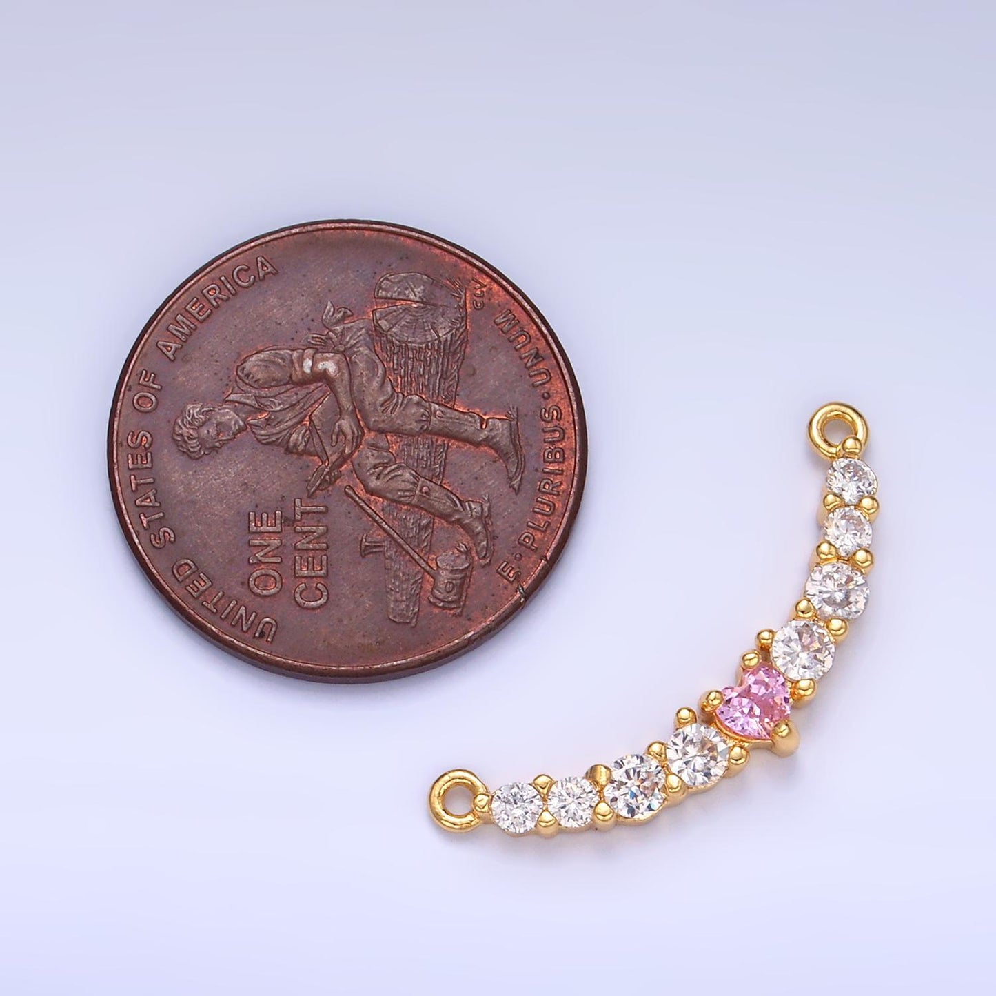 Long Gold micro pave cz bracelet connector, link chain connector collar necklace heart connector, cz charm connector for jewelry making Y004