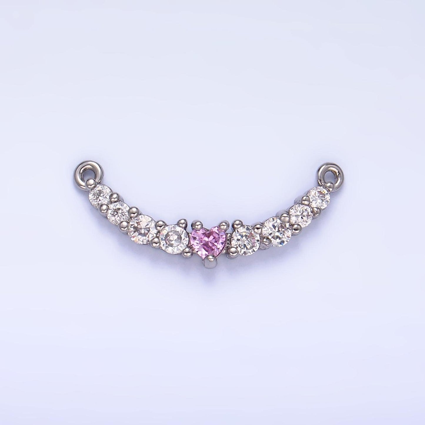 Long Gold micro pave cz bracelet connector, link chain connector collar necklace heart connector, cz charm connector for jewelry making Y004