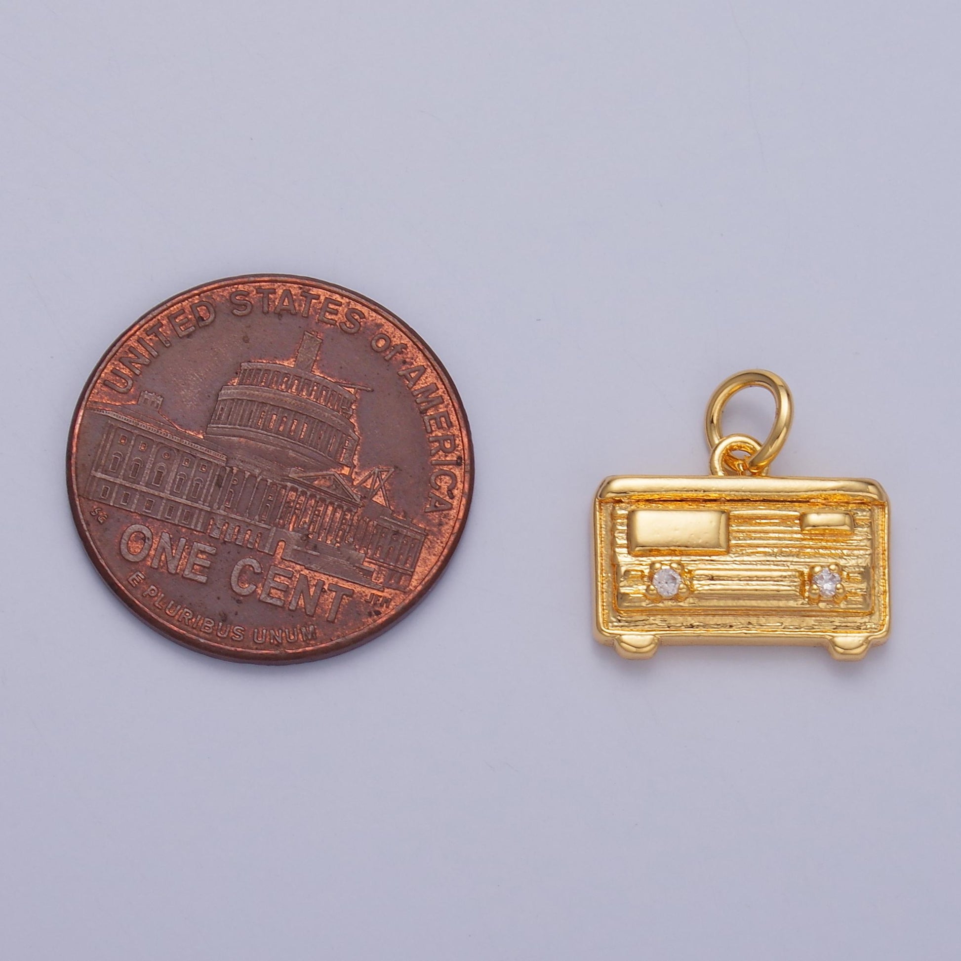 Gold Retro radio charm pendant Old School Radio charm necklace gift idea gold charm for bracelet necklace W414