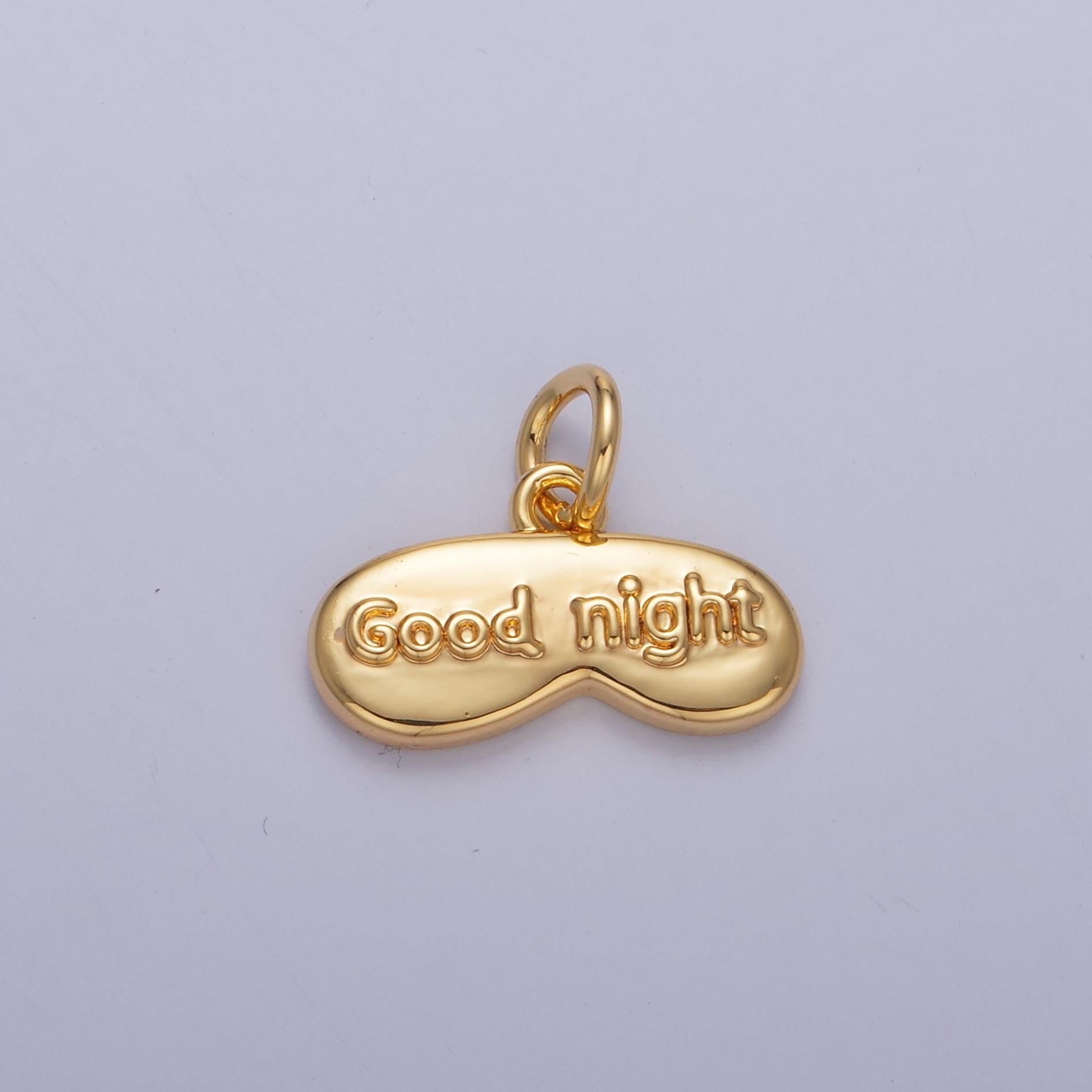 Mini Gold Sleep Mask Charm for Silver Good Night Sleep Blackout Eye Mask Pendant for Bracelet Necklace Earring Supply W416
