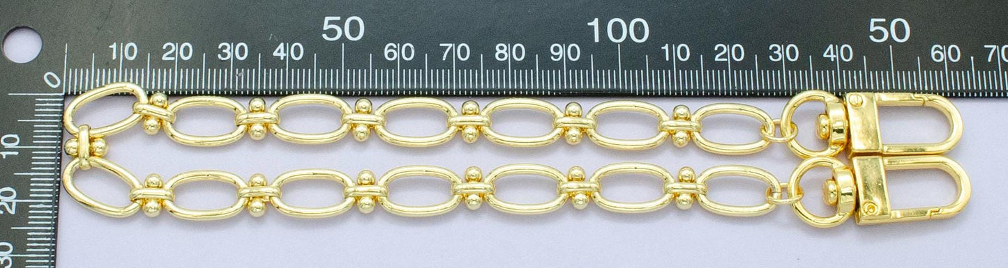 Long 24k Gold Filled Stadium Cable chain 11.5 inch for Party Bag Charm Supply DIY Supply for Tote Purse Charm Jewelry Making WA-2762