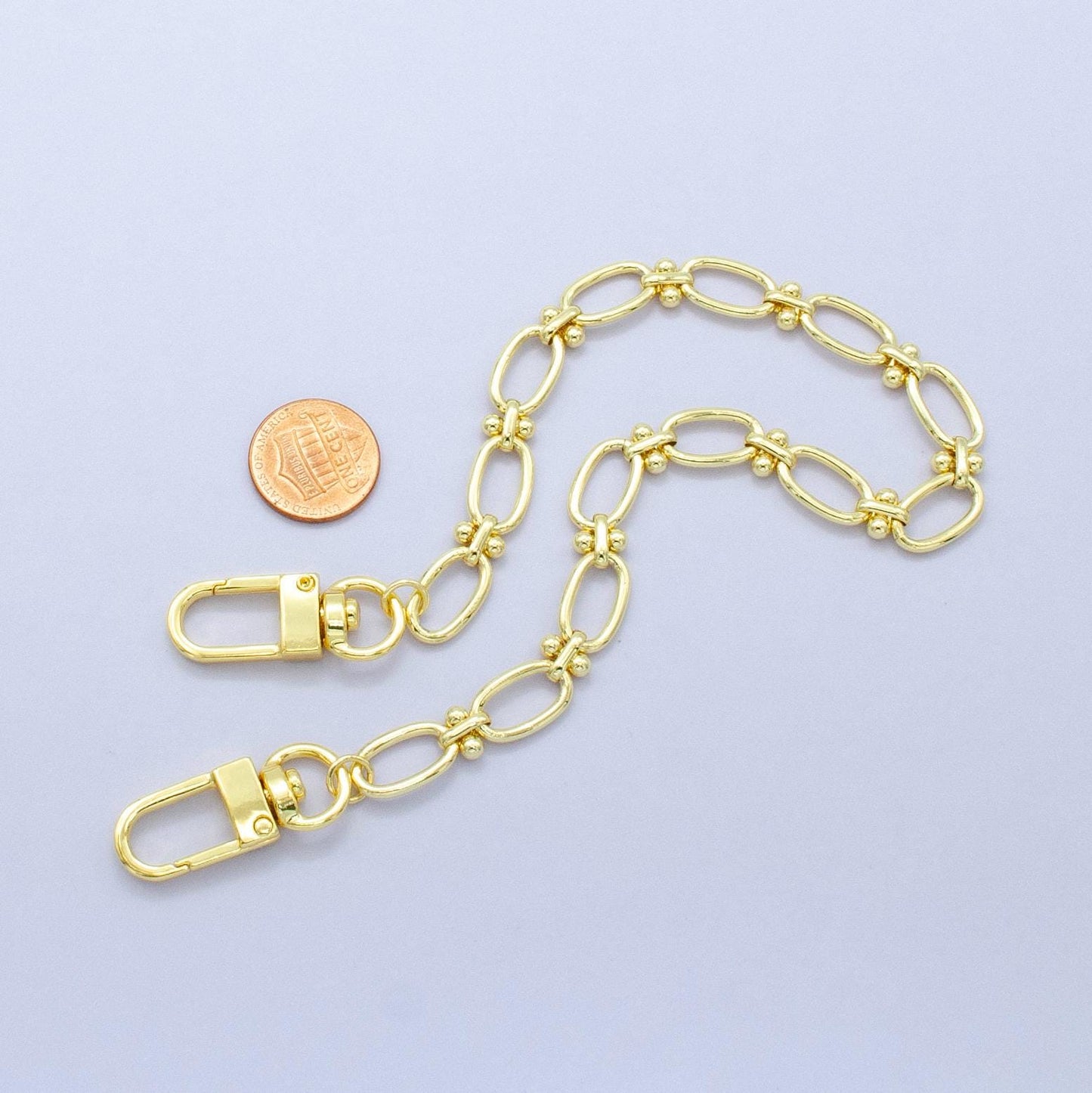 Long 24k Gold Filled Stadium Cable chain 11.5 inch for Party Bag Charm Supply DIY Supply for Tote Purse Charm Jewelry Making WA-2762