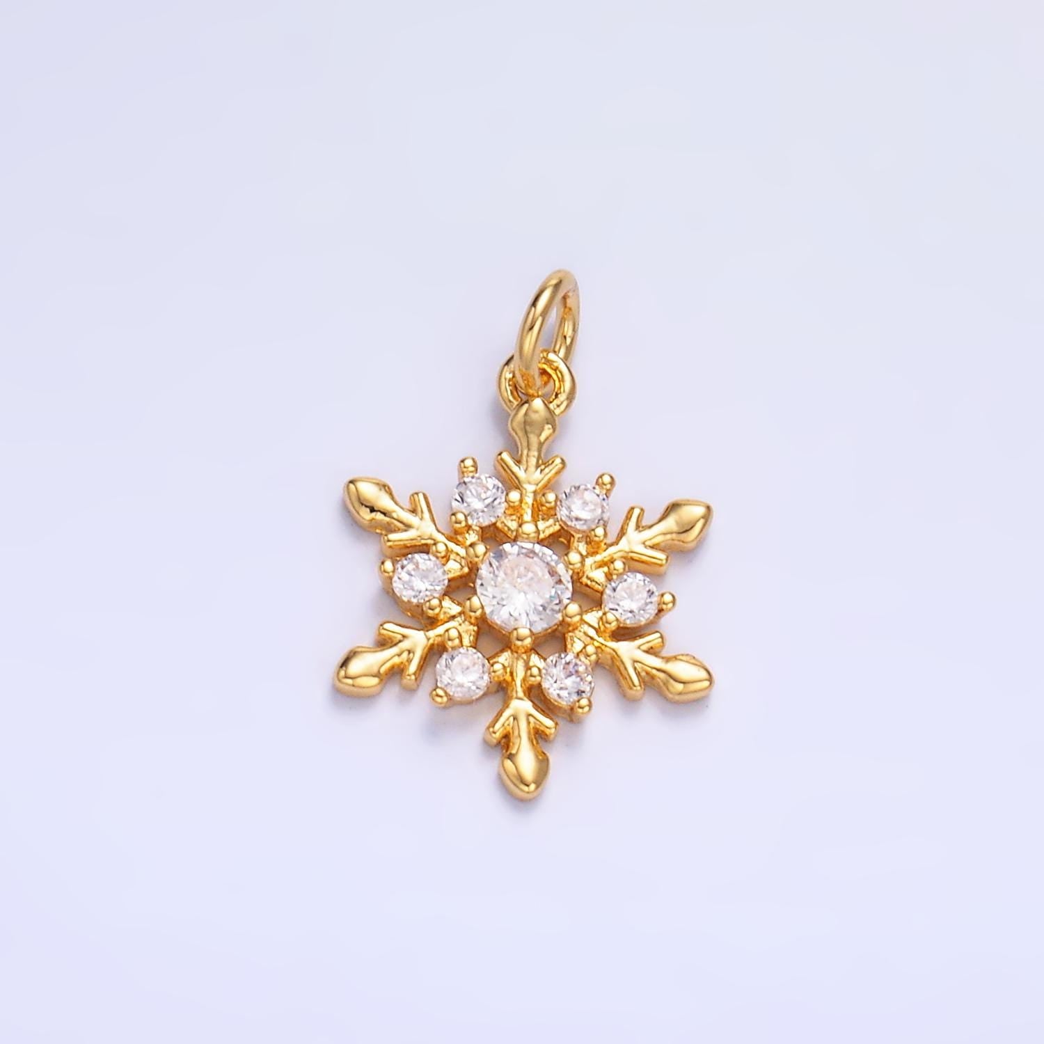 Gold snow charm micro pave charm , winter snowflake jewelry pendant charm for jewelry supply W830