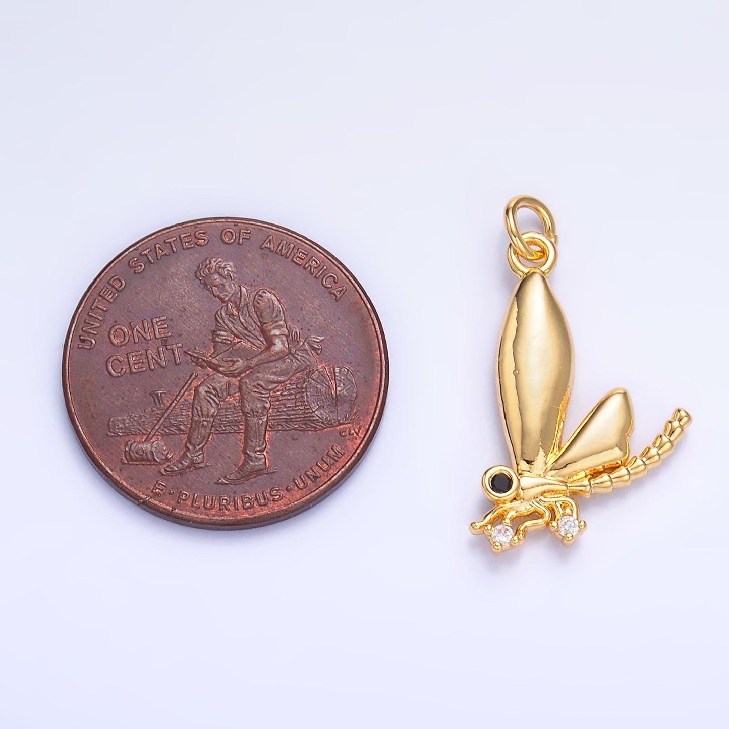Cubic Dragonfly Pendant - Dainty Dragon Fly Charm- Silver Insect Animal Pendant - Gold Dragon Fly Pendant for Necklace Earring Supply w829
