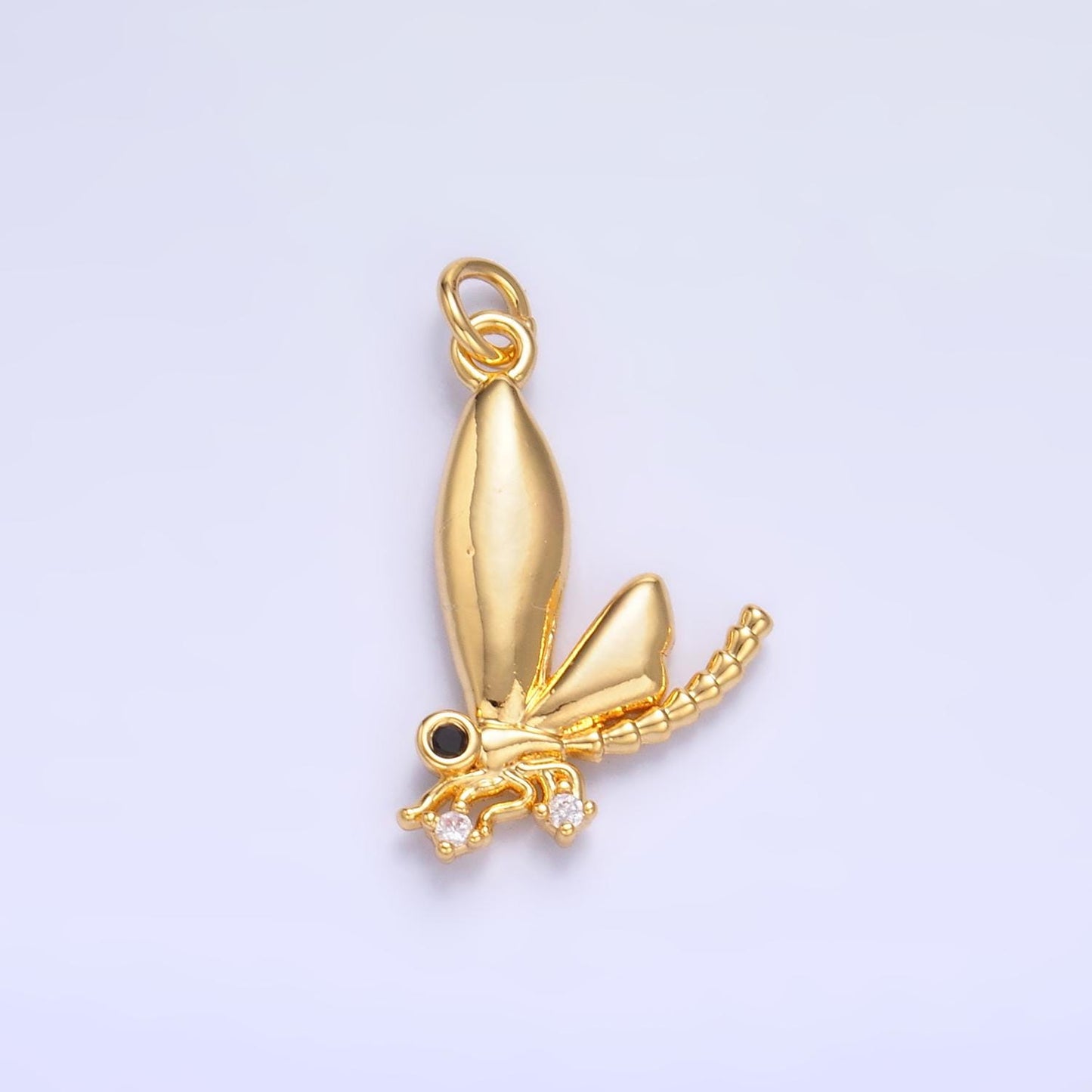 Cubic Dragonfly Pendant - Dainty Dragon Fly Charm- Silver Insect Animal Pendant - Gold Dragon Fly Pendant for Necklace Earring Supply w829