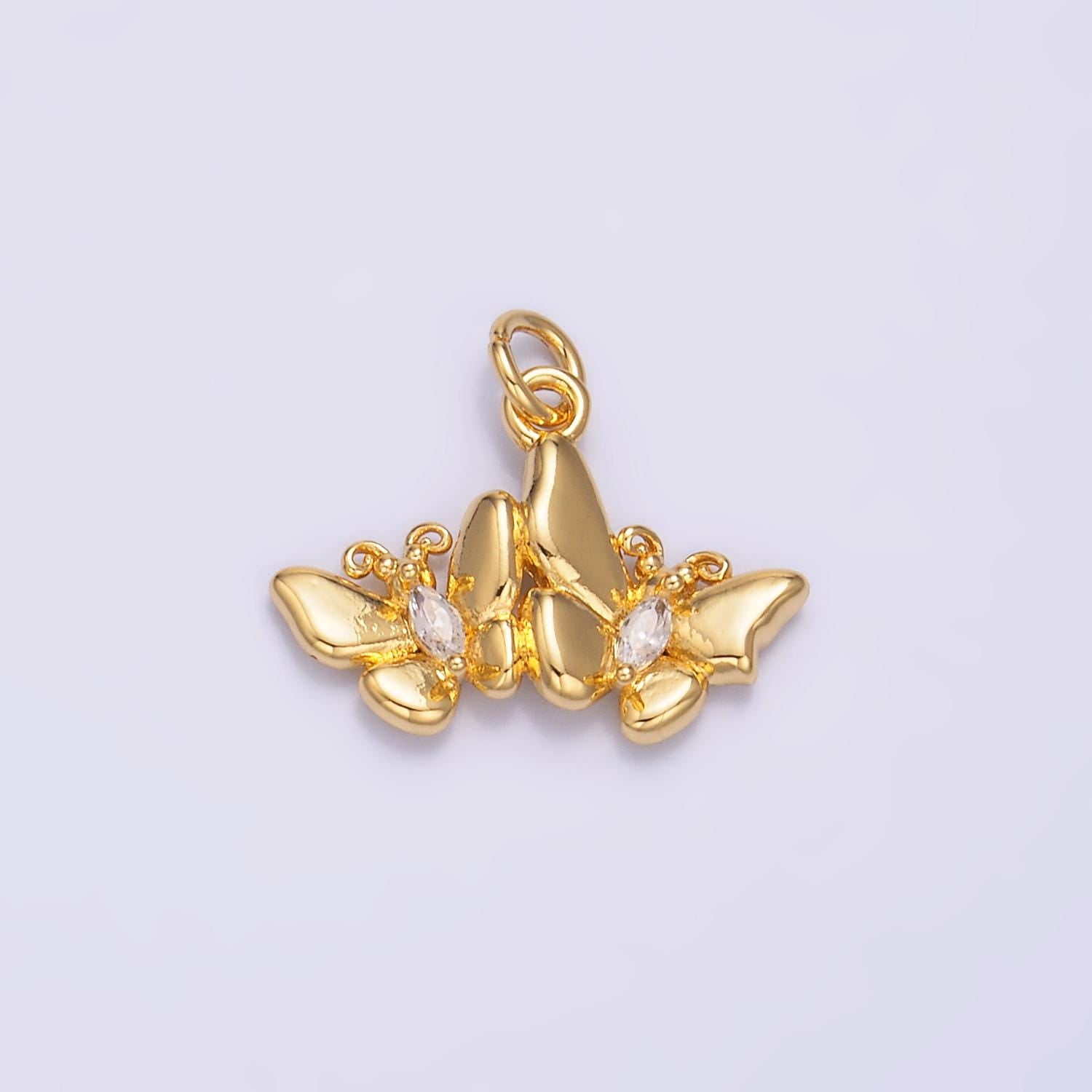 Mini Gold Butterfly Pendant 24K Gold Filled Mariposa Butterfly Charm | W828
