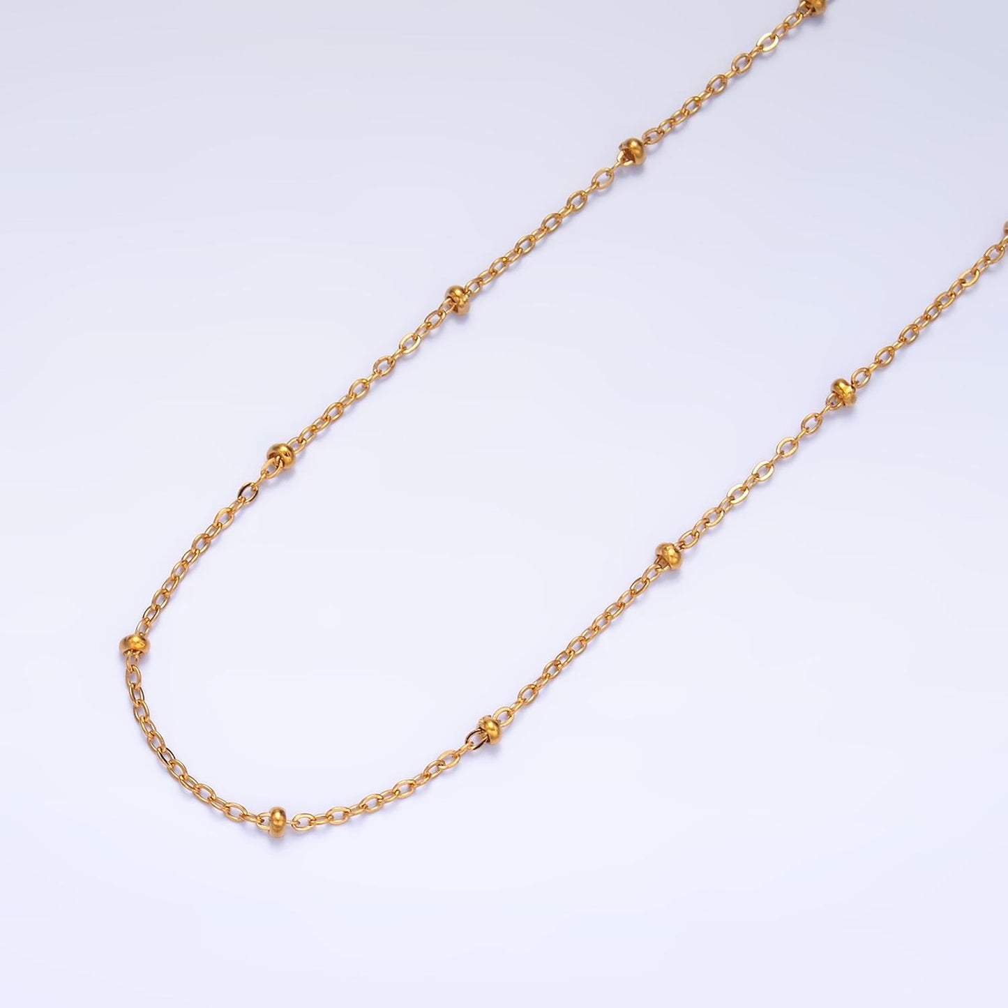 Dainty gold Satellite link chain PVD Gold stainless steel chain By yard ROLL-1548