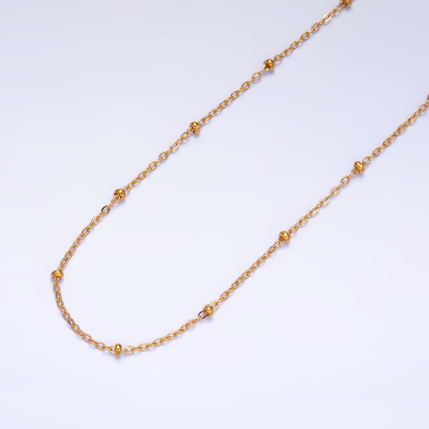 Dainty gold Satellite link chain PVD Gold stainless steel chain By yard ROLL-1548