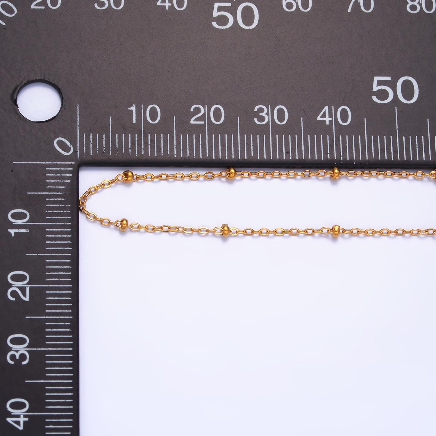 Dainty gold Satellite link chain PVD Gold stainless steel chain By yard ROLL-1548