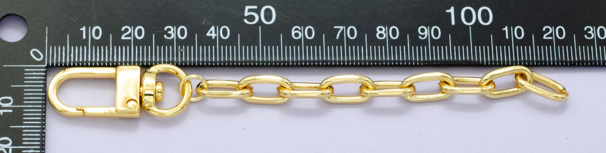 24K Gold Filled 5-Inch Oval Paper Clip Chain Bag Purse Charm Swivel Keychain Findings | WA-2899