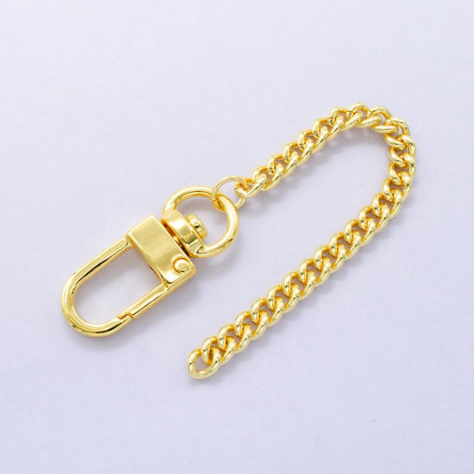Street Wear 24k Gold Filled Miami Cuban Curb chain 5 inch for Bag Charm Supply DIY Supply for Purse Charm Jewelry Making WA-2904