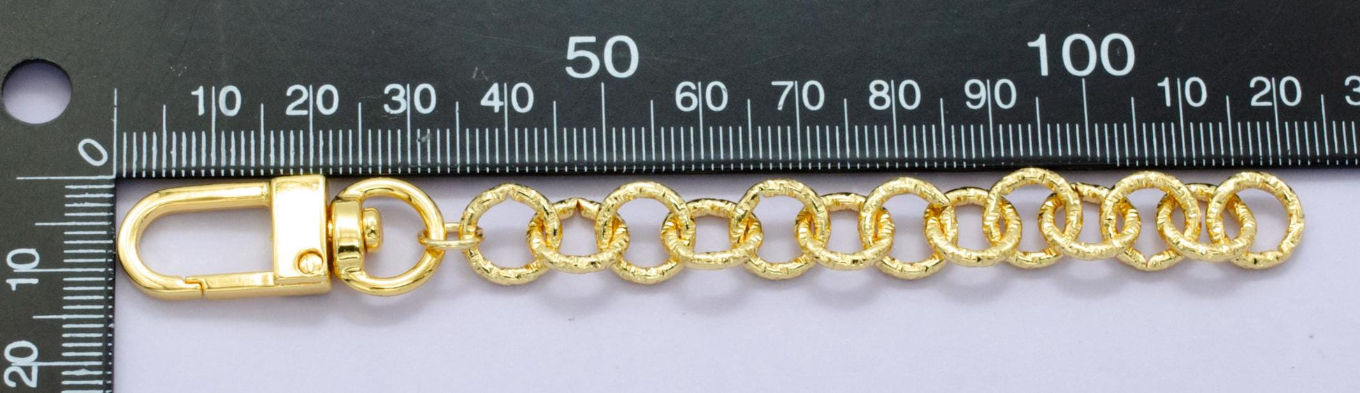 24K Gold Filled Geometric Sunburst Rolo Chain Bag Purse Charm Swivel Keychain Findings | WA-2905