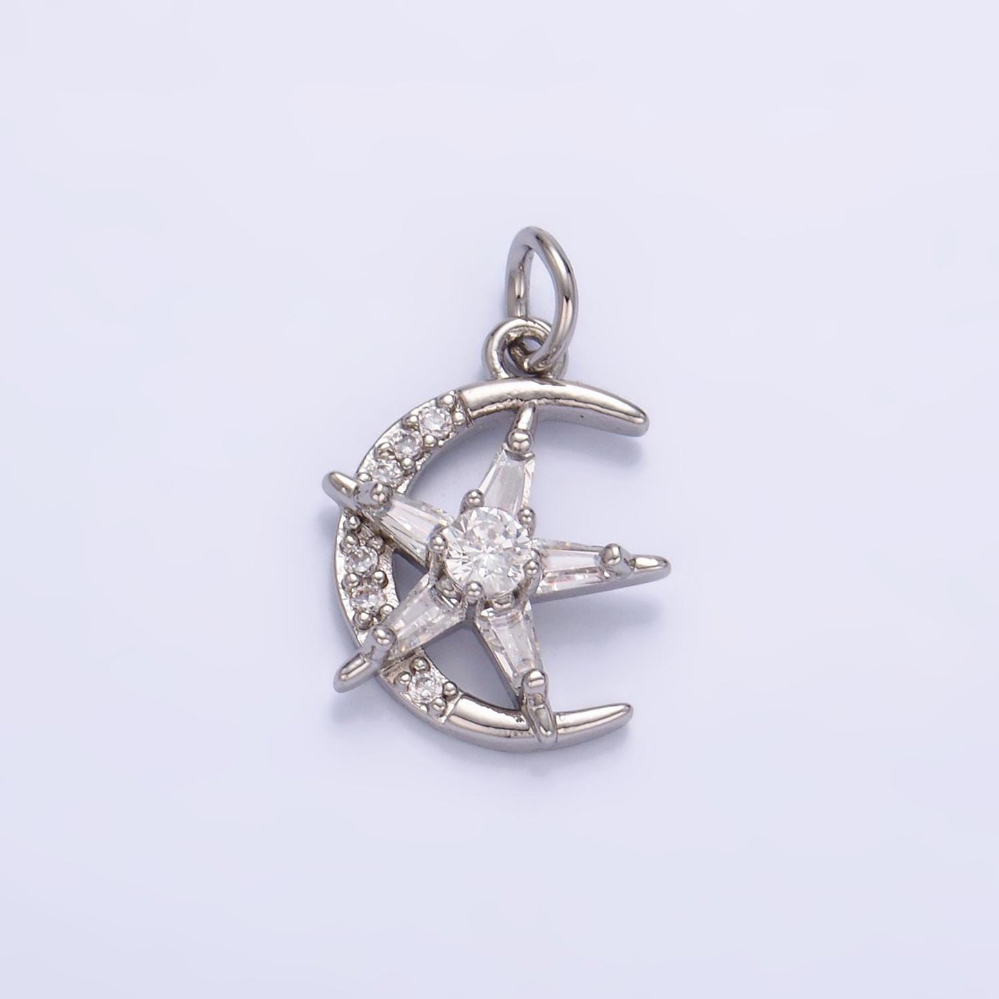 24K Gold Filled Crescent Moon Charm Baguette Star Charms Dainty Celestial Charm for Bracelet Necklace Minimalist Jewelry Supply W811