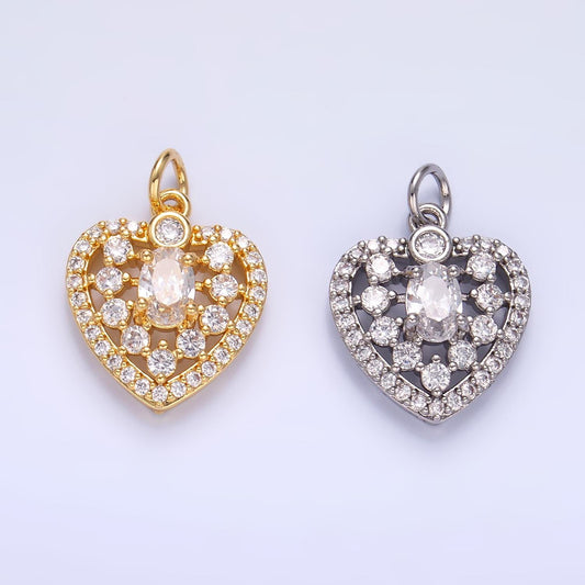 Mini 24K Gold Filled Micro Paved CZ Heart Charm in Gold & Silver | W802
