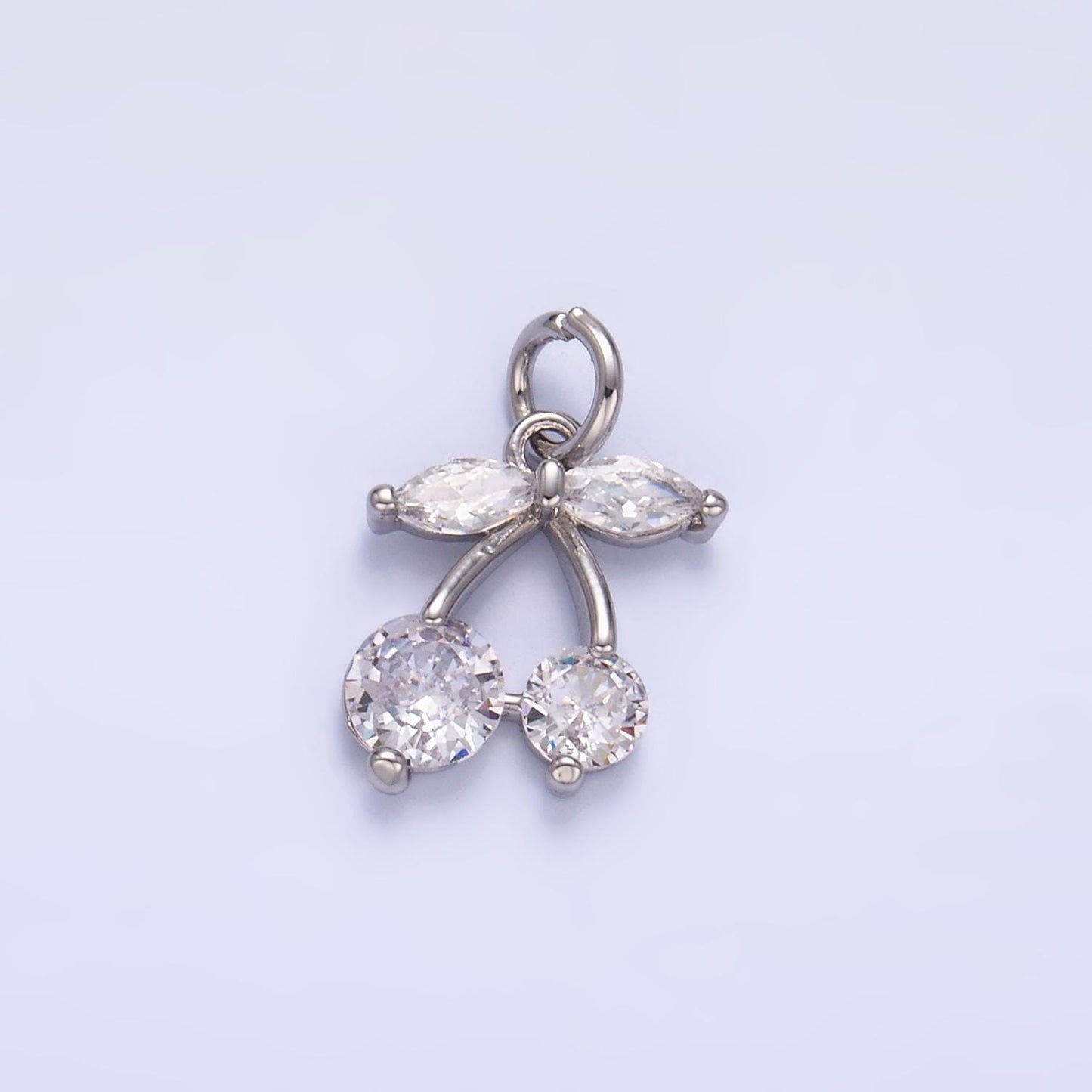 Mini 24K Gold Filled Cherry Charm Micro Pave Fruit Charms Dainty Silver Cherry Charm for Bracelet Necklace Minimalist Jewelry Supply W-807
