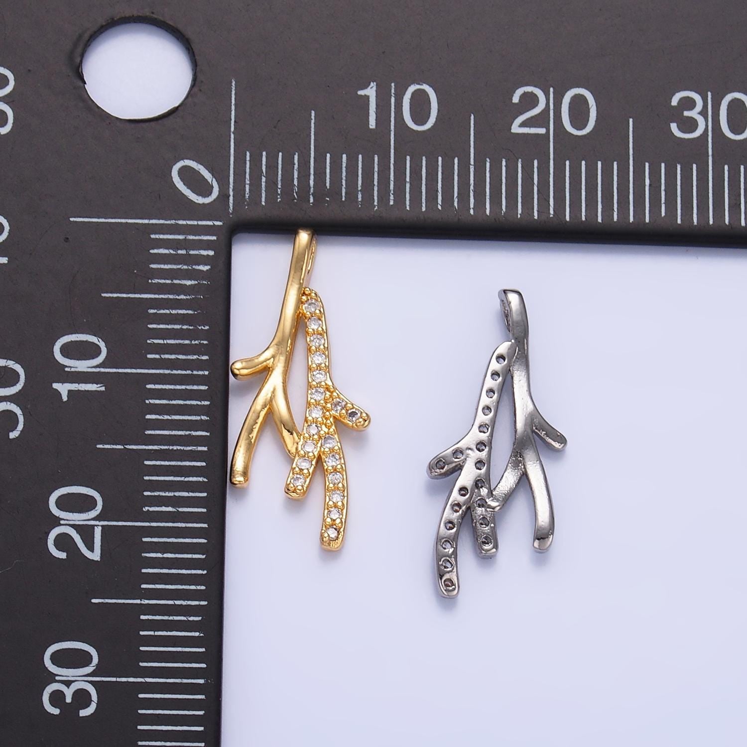 Mini 24K Gold Filled Coral Charm Micro Pave Ocean Charms Dainty Silver Coral Charm for Bracelet Necklace Minimalist Jewelry Supply AA-1446
