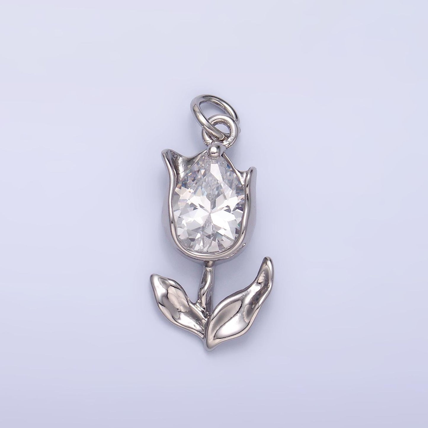 Mini 24K Gold Filled Tulip Charm Cubic Flower harms Dainty Silver Floral Charm for Bracelet Necklace Minimalist Jewelry Supply W820