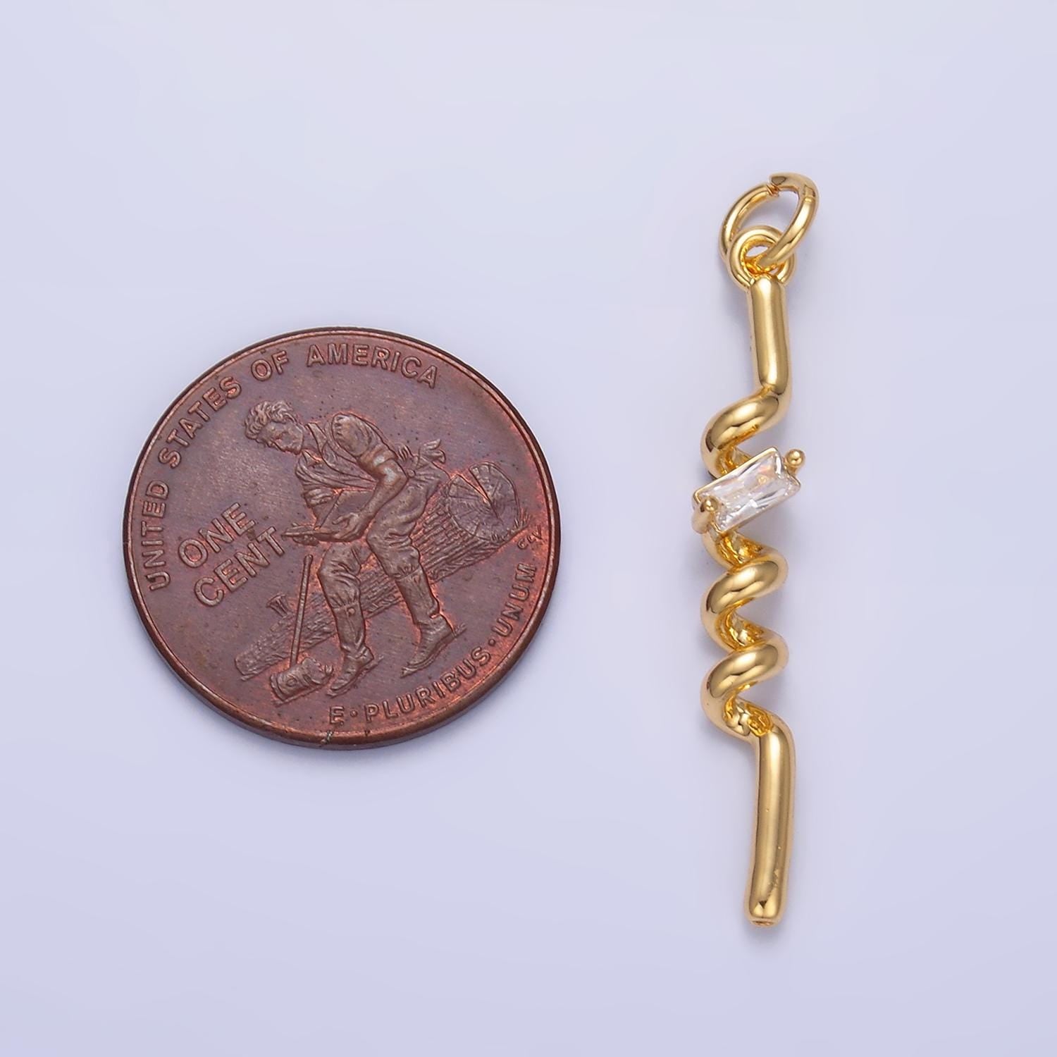 Mini 24K Gold Filled Straw Charm Cubic Clear Mini Twist charm Dainty Silver Drop Charm for Bracelet Necklace Minimalist Jewelry Supply W812