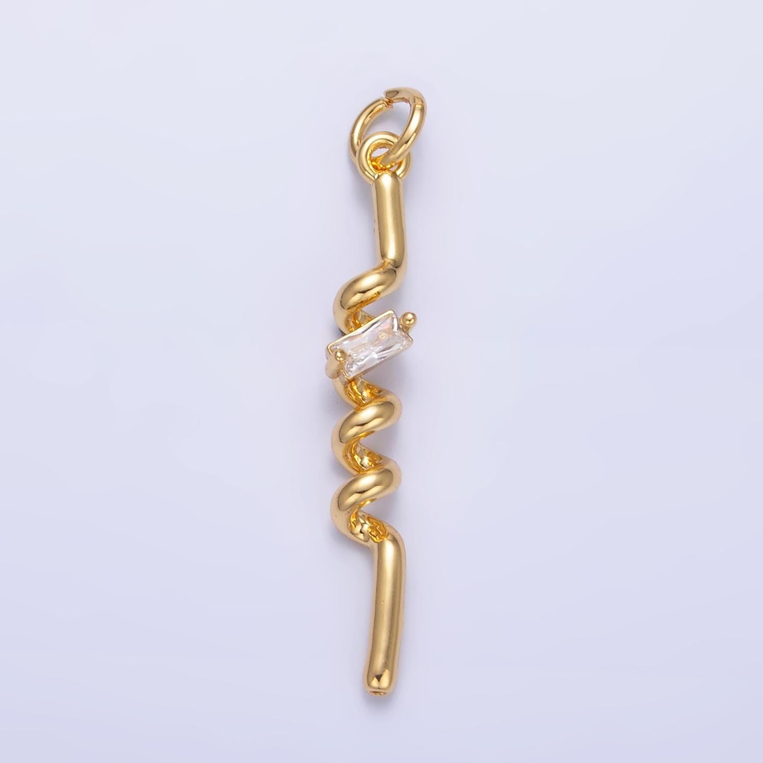 Mini 24K Gold Filled Straw Charm Cubic Clear Mini Twist charm Dainty Silver Drop Charm for Bracelet Necklace Minimalist Jewelry Supply W812