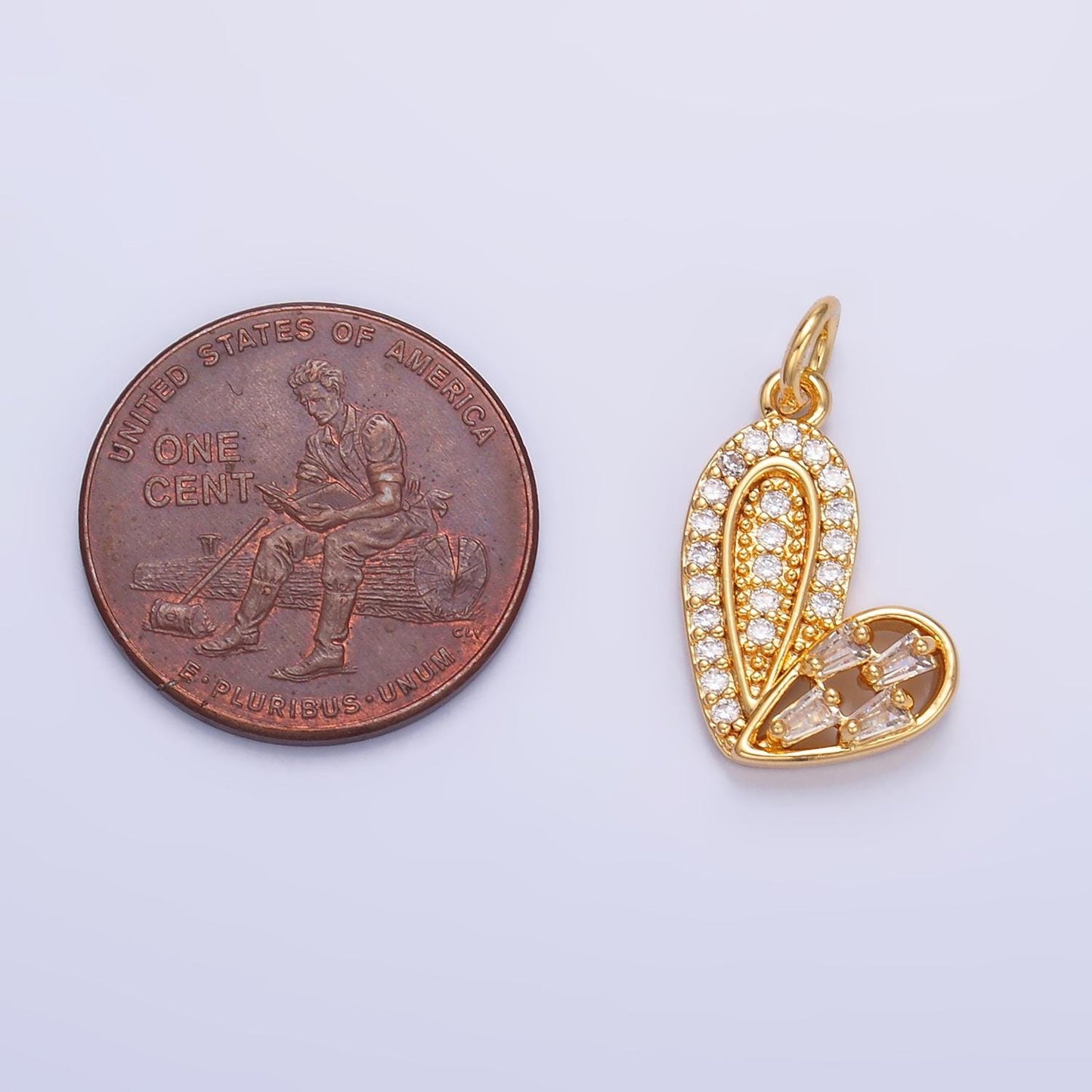 Mini 24K Gold Filled Micro Paved CZ Heart Charm in Gold & Silver | W803