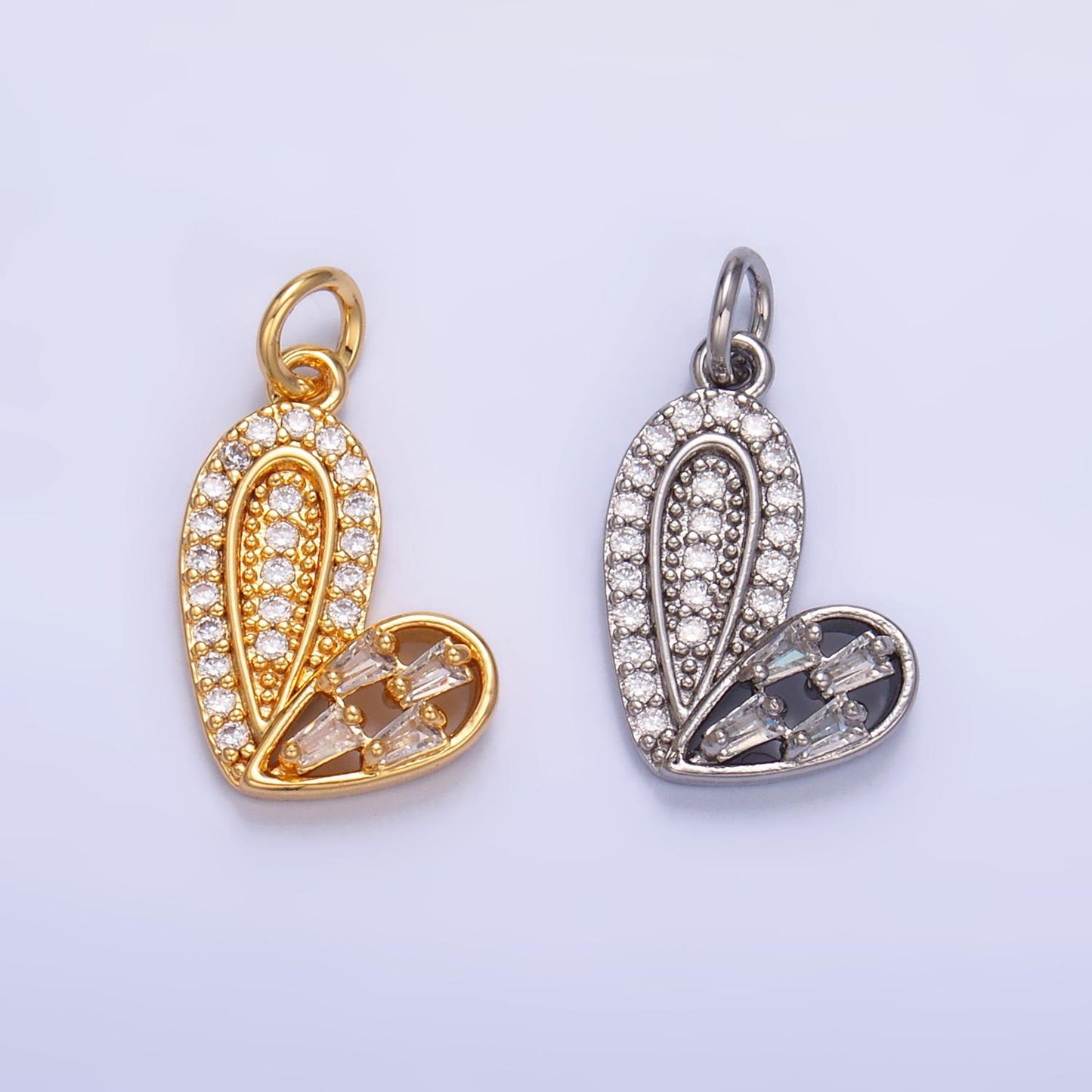 Mini 24K Gold Filled Micro Paved CZ Heart Charm in Gold & Silver | W803