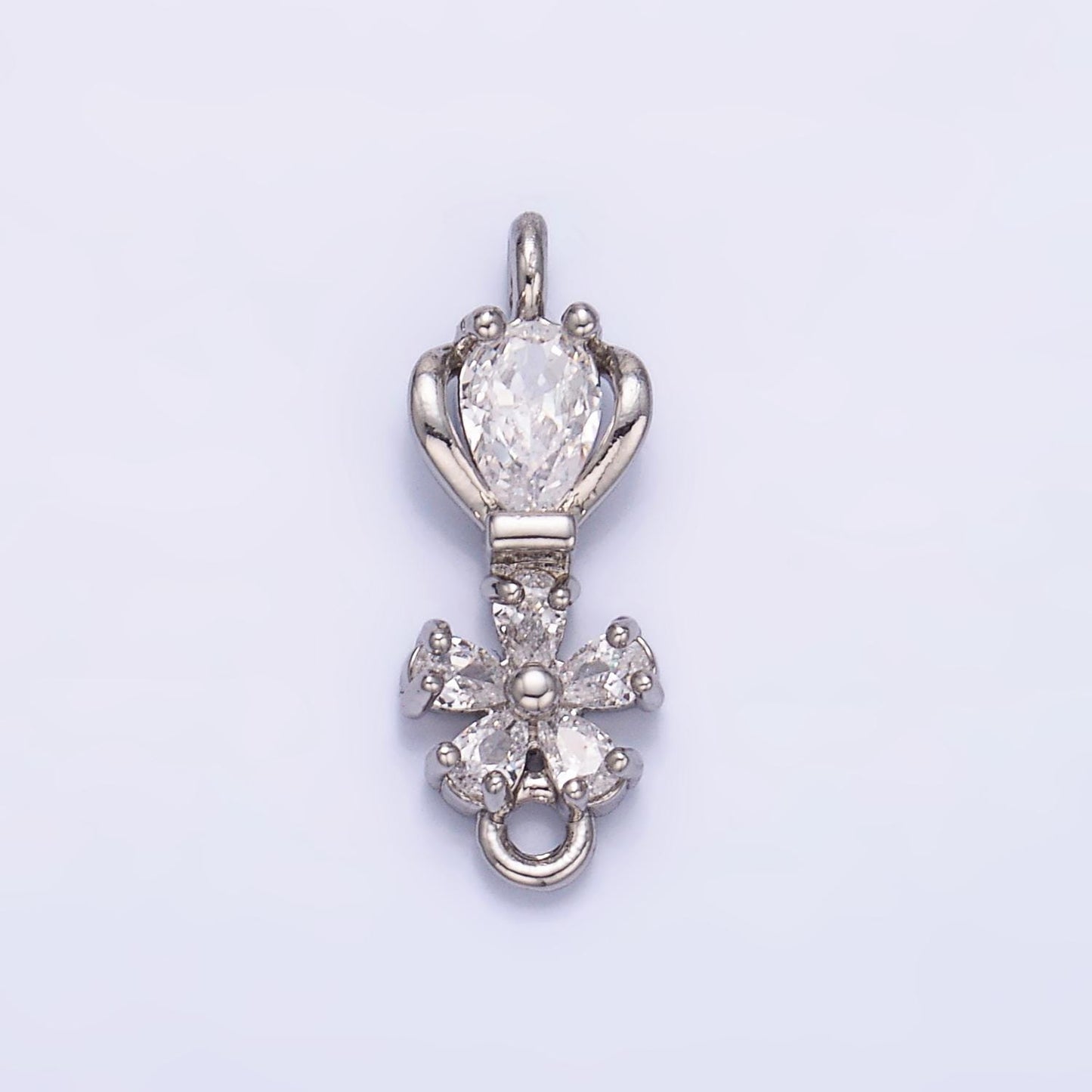 24K Gold Filled Flower CZ Connector in Gold & Silver | Y002