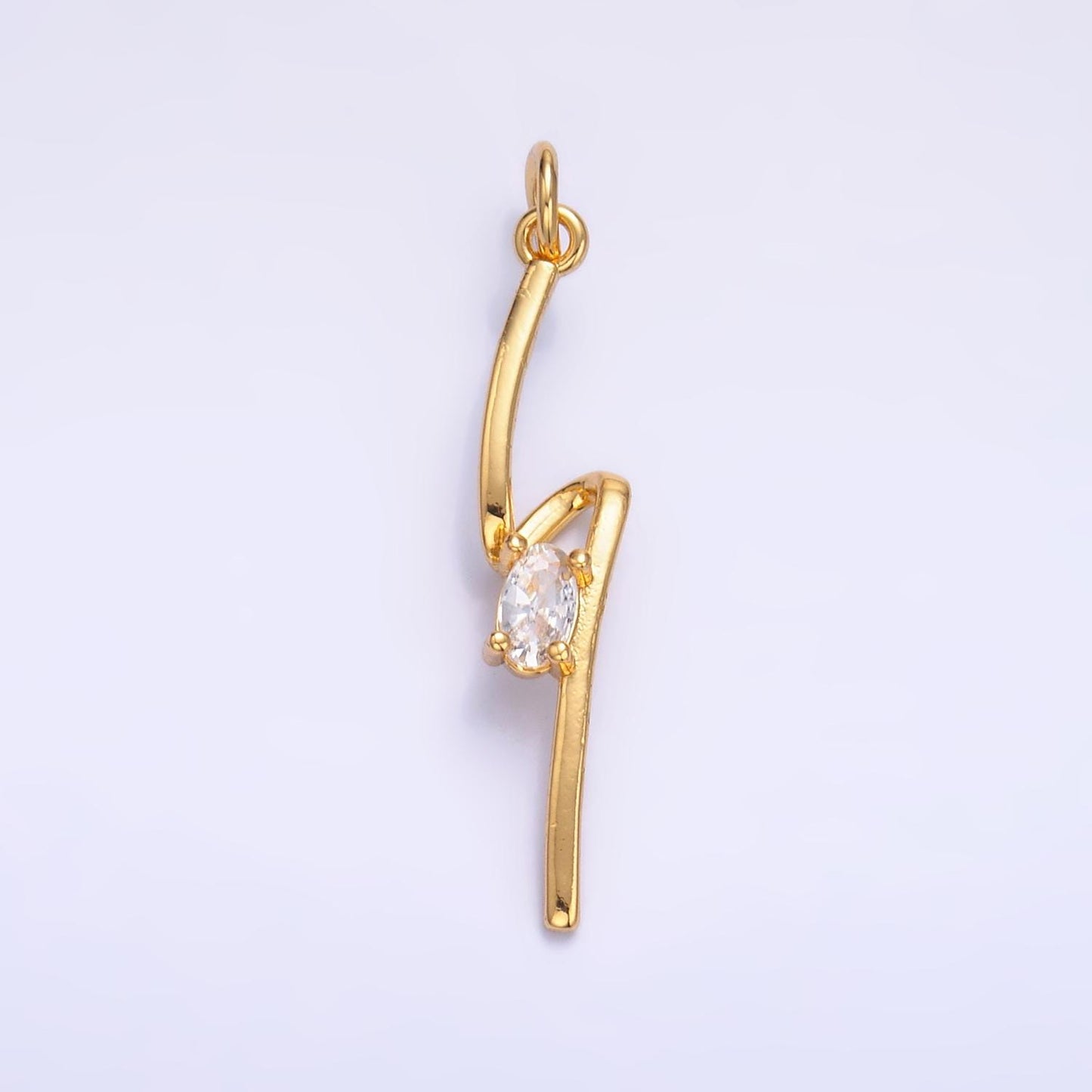 1x gold lightning bolt charms, silver bolt, wizard charm, thunder pendant Clear CZ dainty charm for necklace bracelet earring supply w814