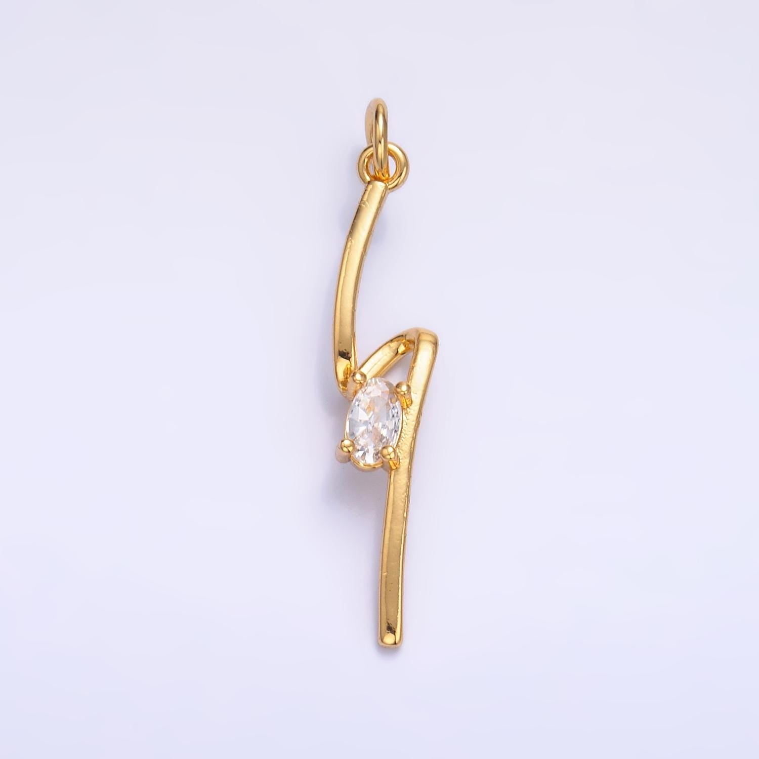 1x gold lightning bolt charms, silver bolt, wizard charm, thunder pendant Clear CZ dainty charm for necklace bracelet earring supply w814